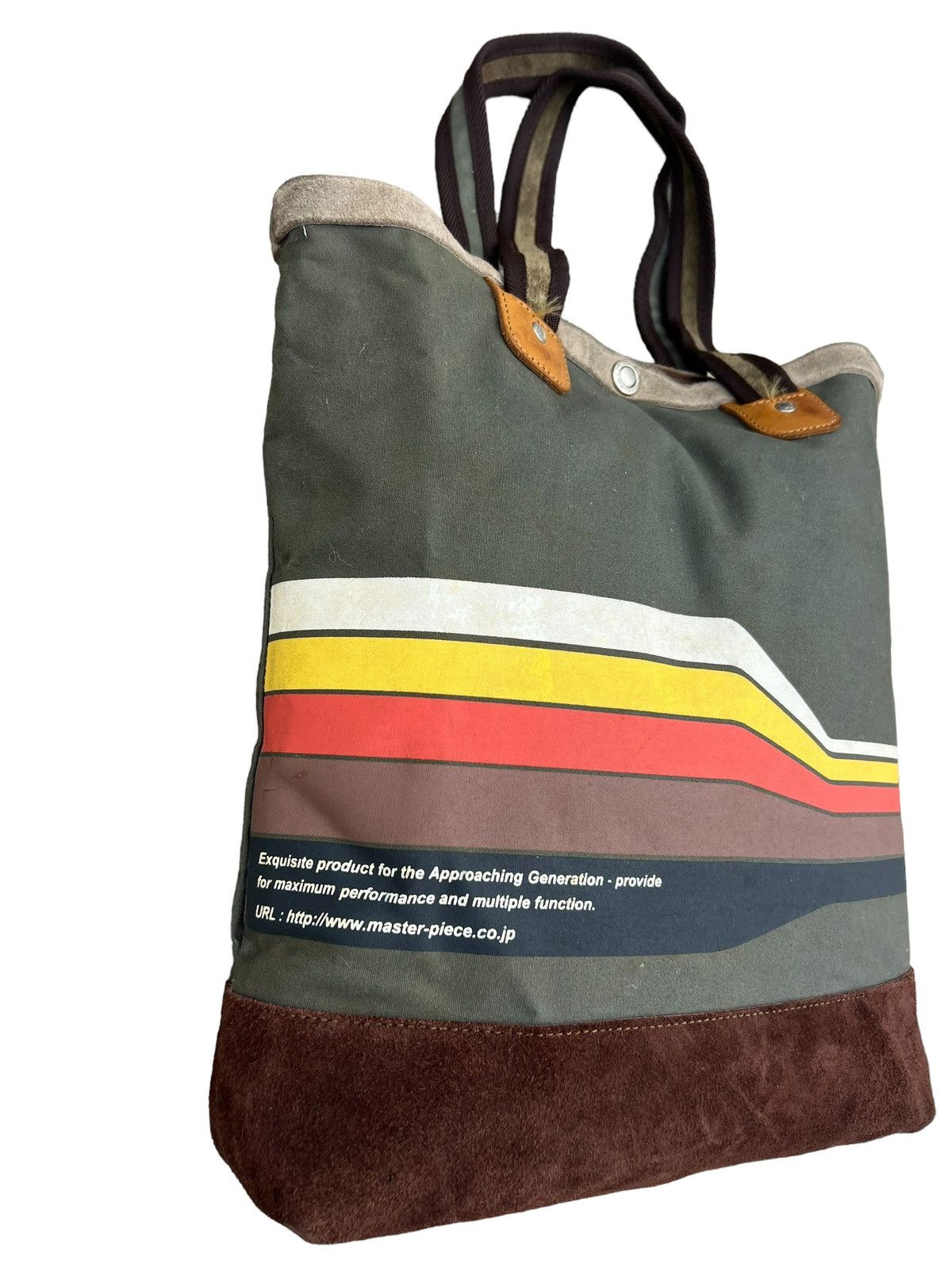 MasterPiece VTG Masterpiece Japan Fade Stains Canvas Leather Tote Bag Size ONE SIZE - 9 Thumbnail
