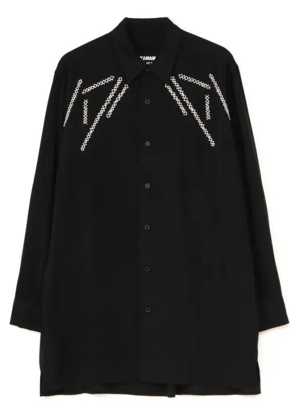 Yohji Yamamoto Yohji Yamamoto Pour Homme 21SS Embroidered Stitching Shirt Size US M / EU 48-50 / 2 - 1 Thumbnail