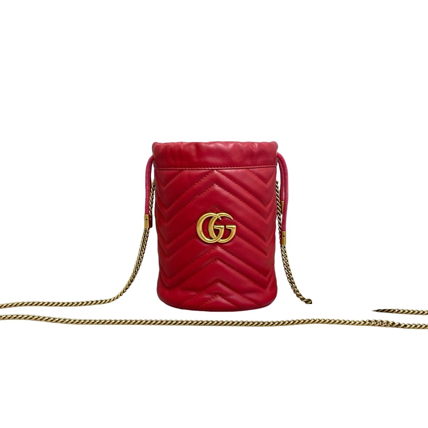 Gucci Gucci Red Leather GG Marmont Bucket Bag Size ONE SIZE - 1 Thumbnail
