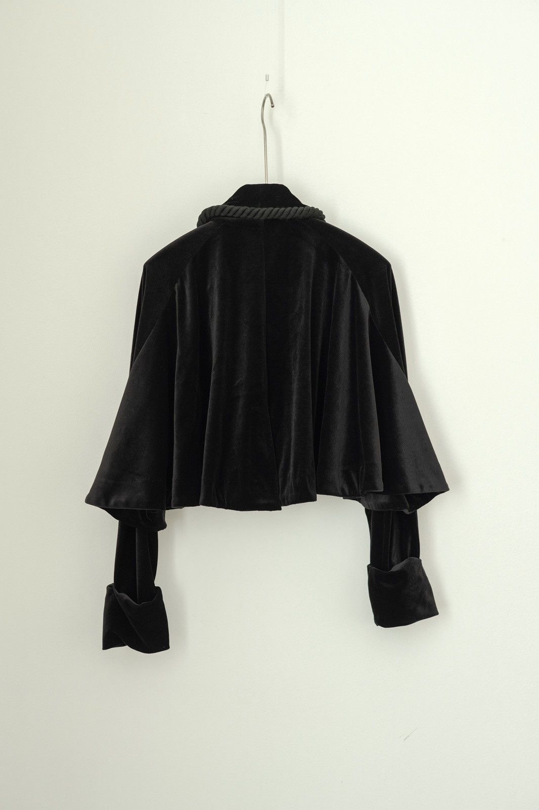 Romeo Gigli Romeo Gigli 1990s Black Velvet Rope Trim Cape Jacket Size M / US 6-8 / IT 42-44 - 3 Thumbnail
