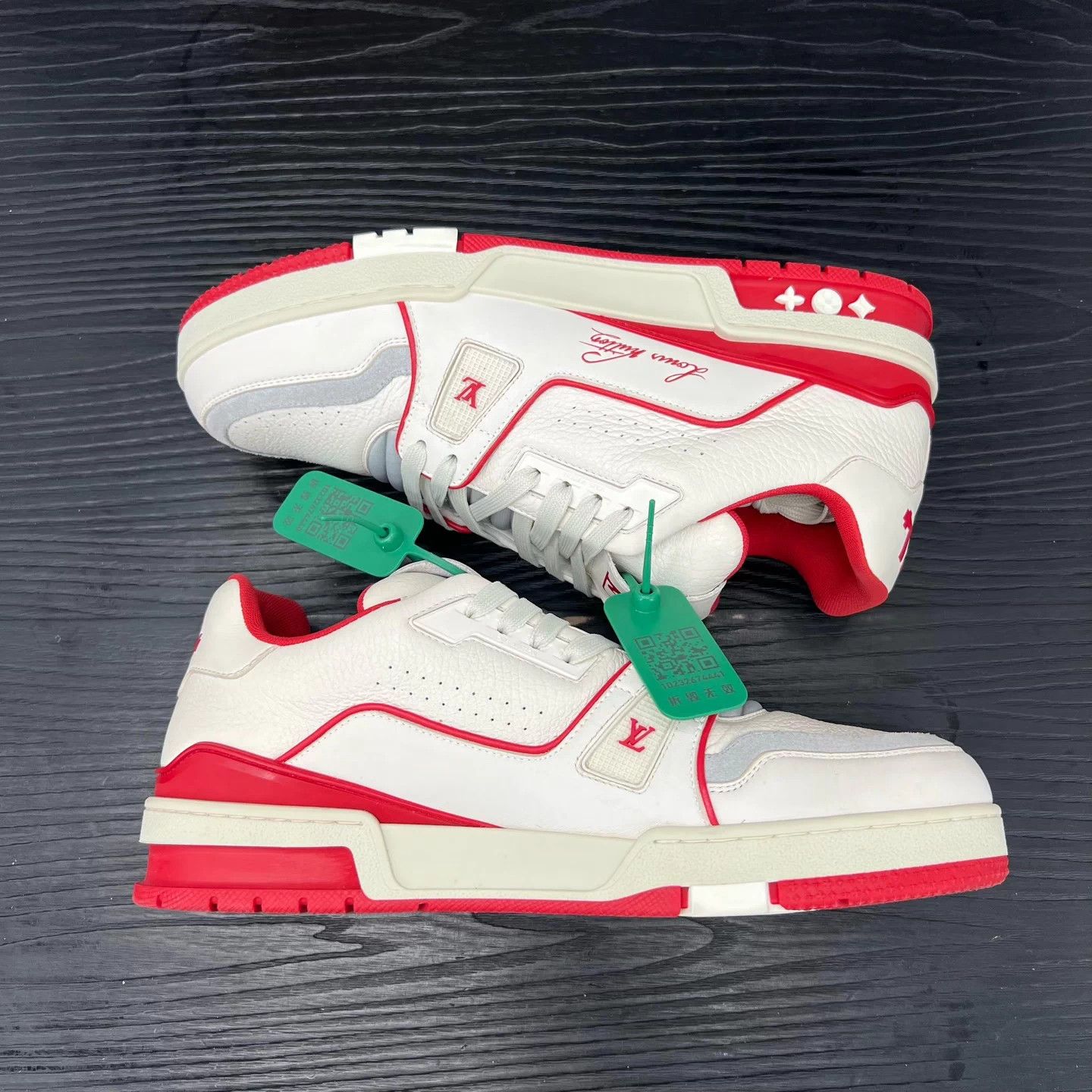 Louis Vuitton LV Trainer White Red 42.5 99 New Size US 9.5 / EU 42-43 - 3 Thumbnail