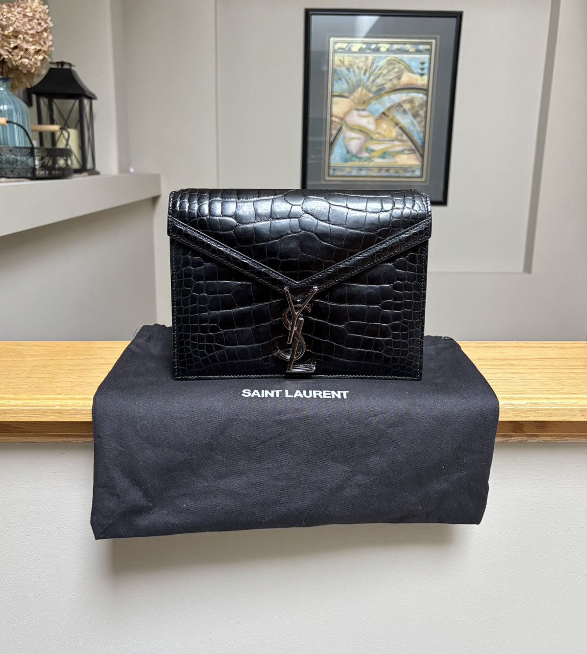 Saint Laurent Paris $25k Retail - Saint Laurent Crocodile Black Cassandra Bag Size ONE SIZE - 1 Thumbnail
