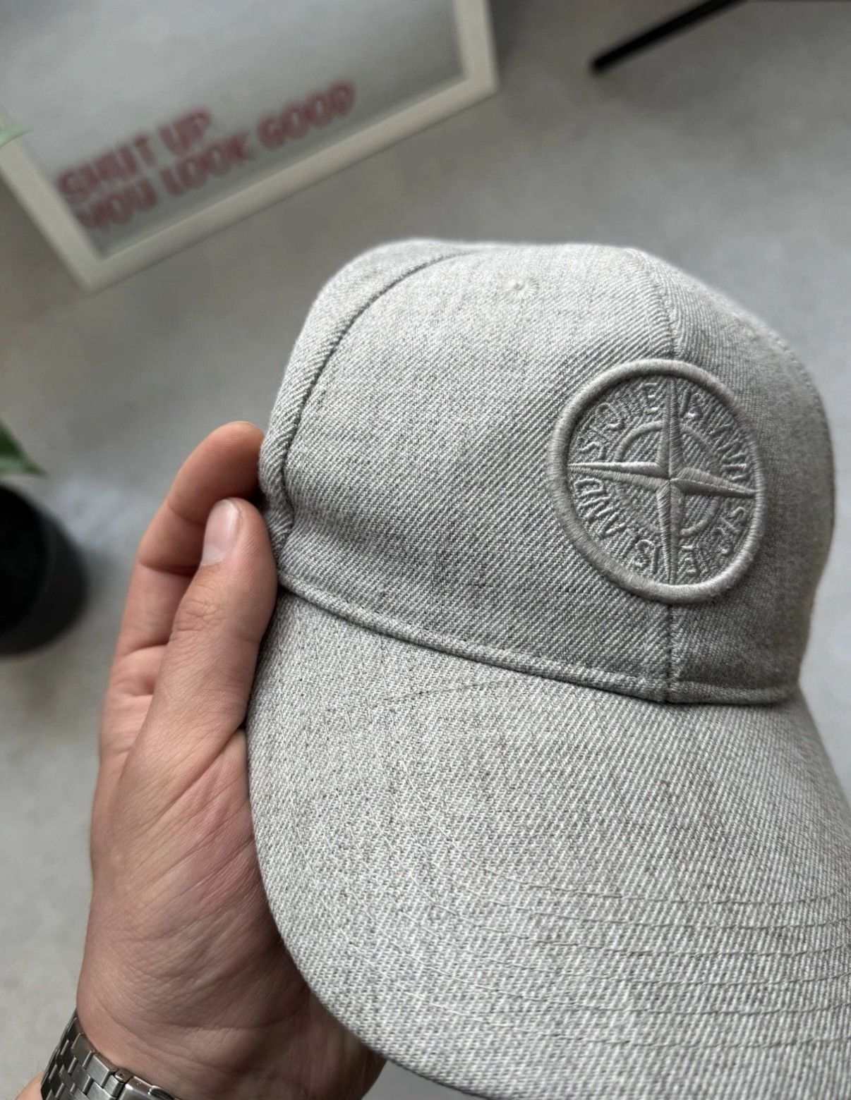 Stone Island Stone Island Big Logo Gray Polyester - Wool Cap Men Size L Size ONE SIZE - 8 Thumbnail