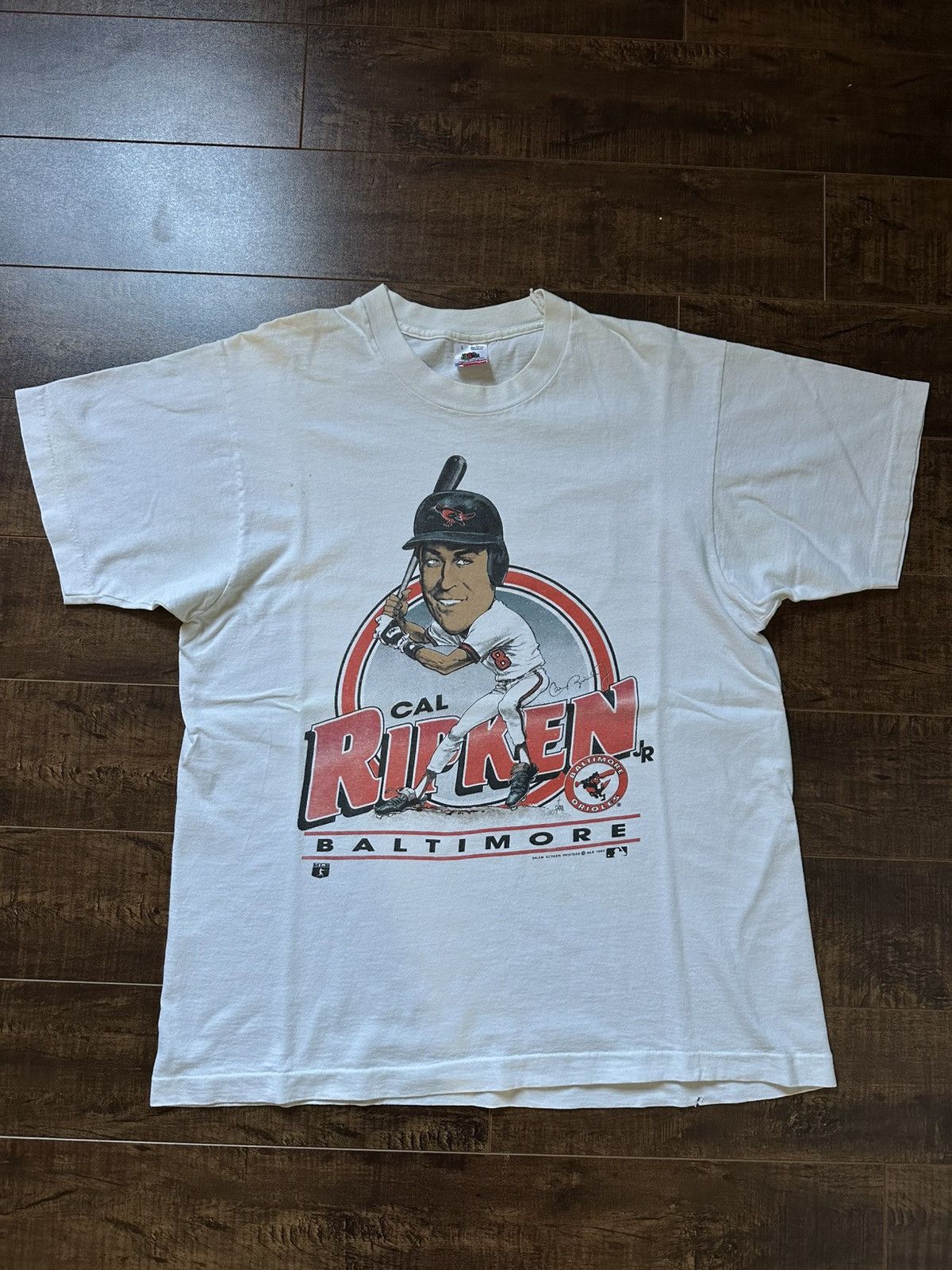MLB Vintage 1989 Cal Ripken Jr Big Head T-Shirt Size US L / EU 52-54 / 3 - 1 Thumbnail