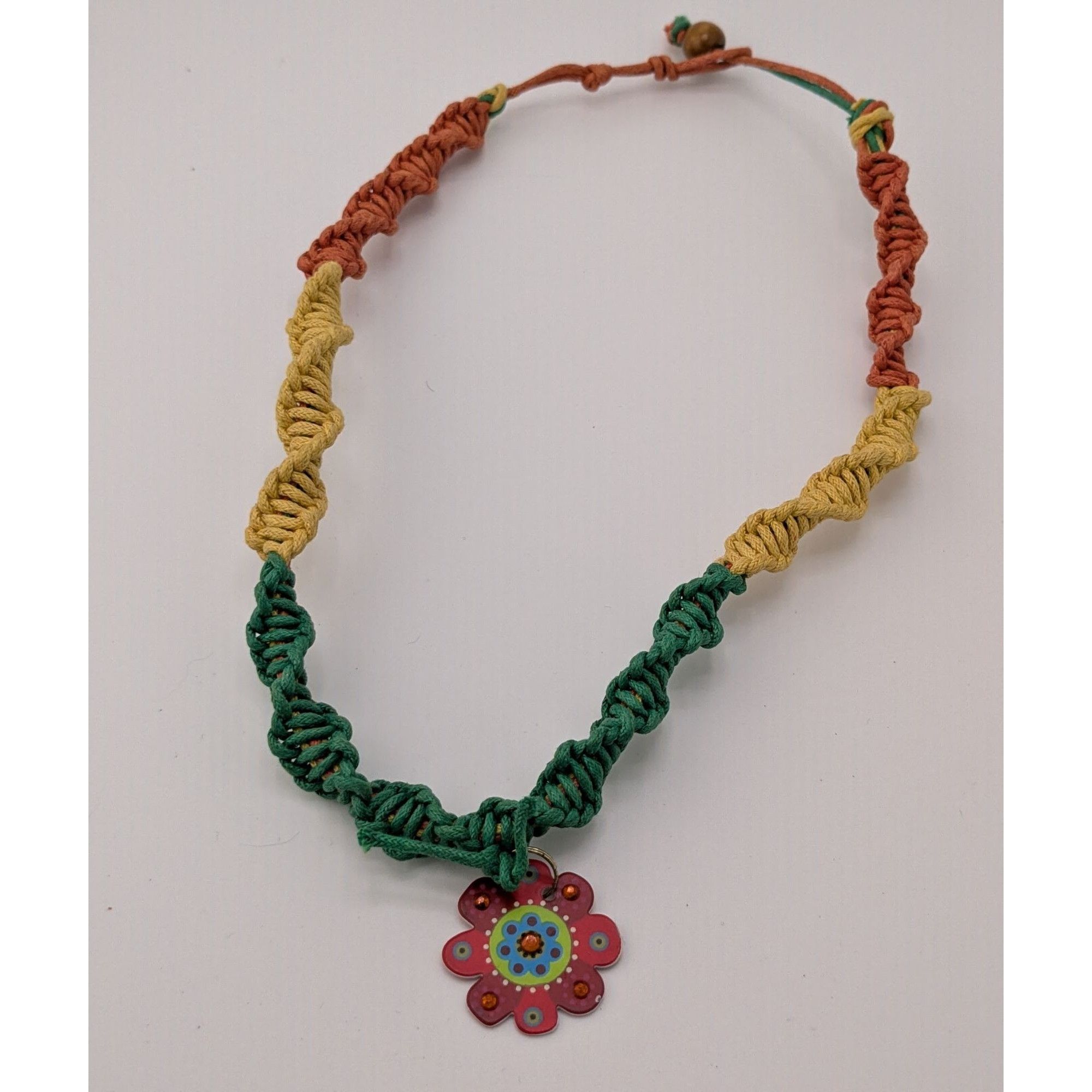 Handmade Handmade BFF Multicolor Macrame Necklace With Flower Charm Size ONE SIZE - 6 Thumbnail