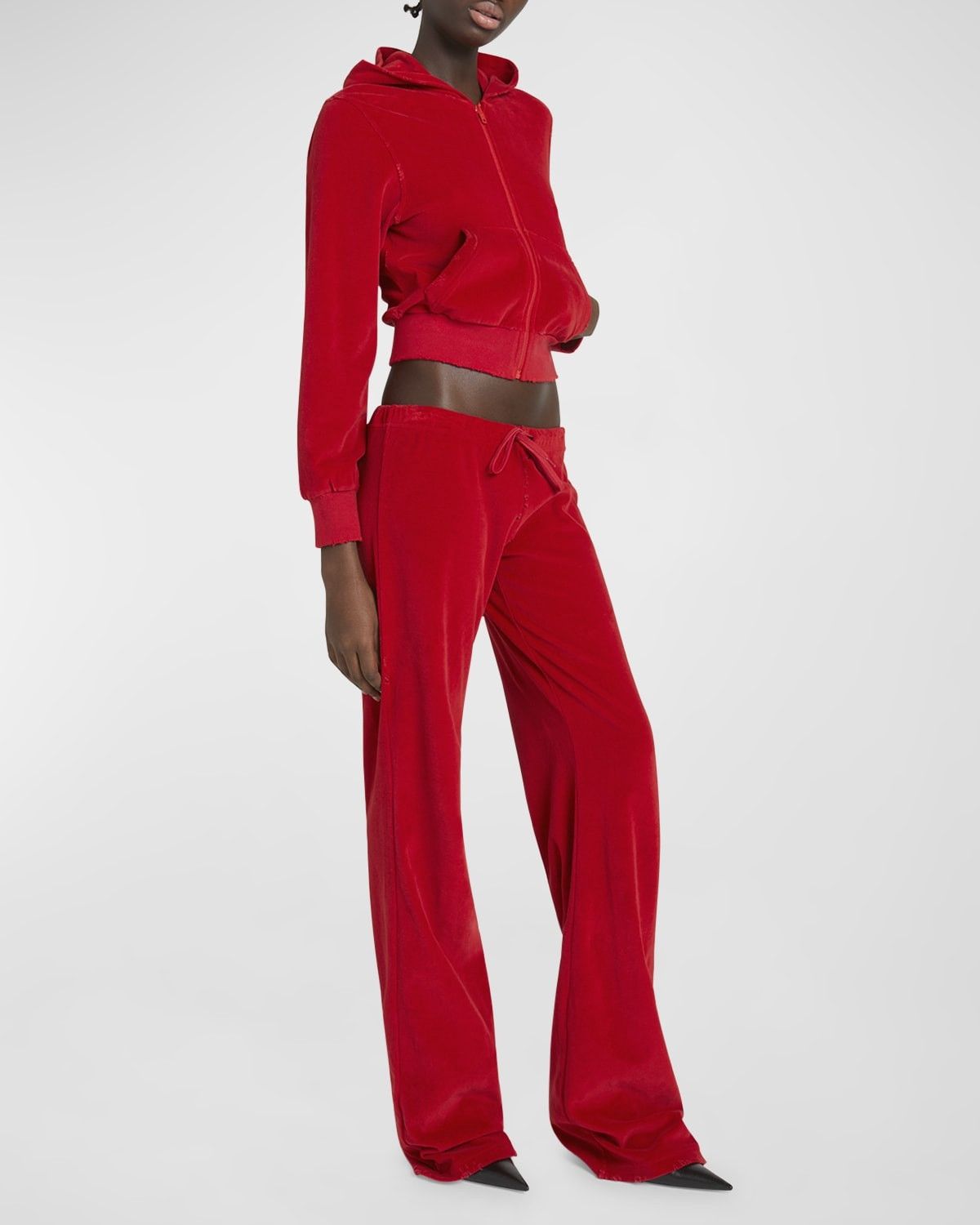 Balenciaga o1bcso1str0525 Low Waist Tracksuit Trouser in Red Size 26" / US 2 / IT 38 - 6 Thumbnail
