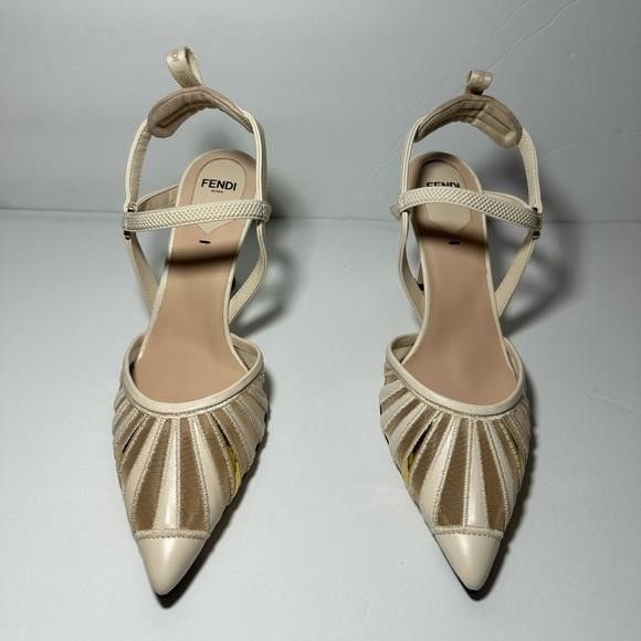 Fendi FENDI Leather Mesh Accents Slingback Pumps","description":"F Size US 6 / IT 36 - 1 Thumbnail