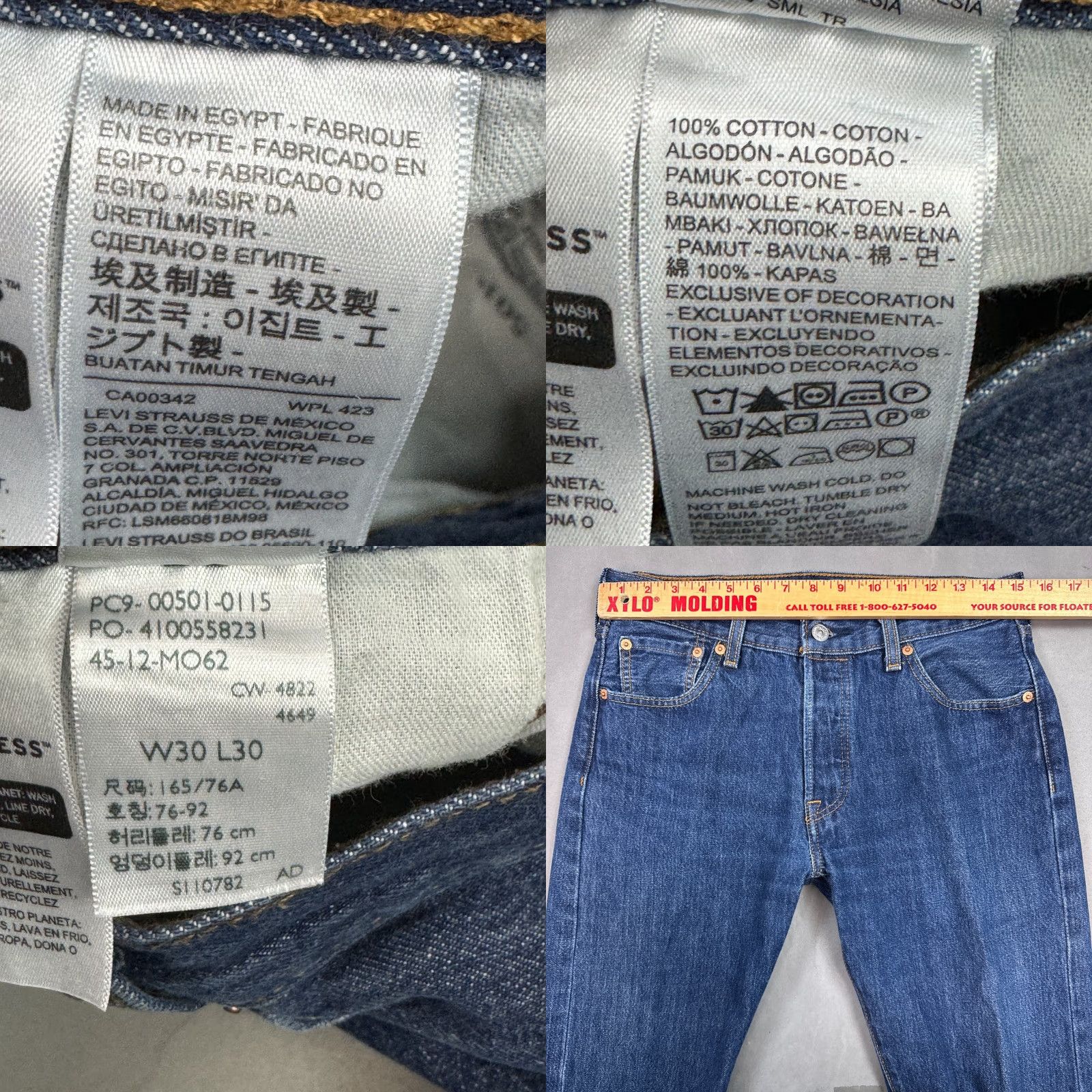 Levi's Levi's 501 Jeans Mens 30x30 Blue Button Fly Denim Straight Pants Jeans Size US 30 / EU 46 - 8 Thumbnail