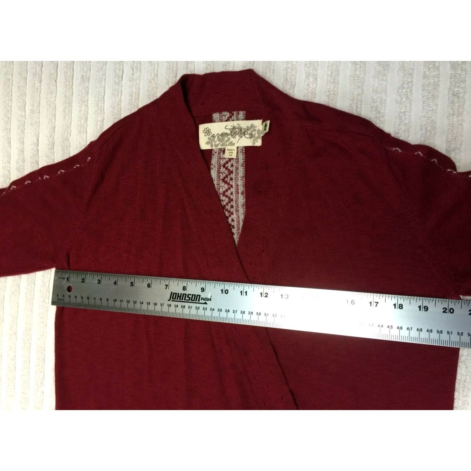 Vintage Aventura Cardigan Open Front Delia Womens Medium Red 3/4 Sleeve Organic Cotton Knit Shirt Women Geometric Classic Vintage: No Size M / US 6-8 / IT 42-44 - 4 Thumbnail