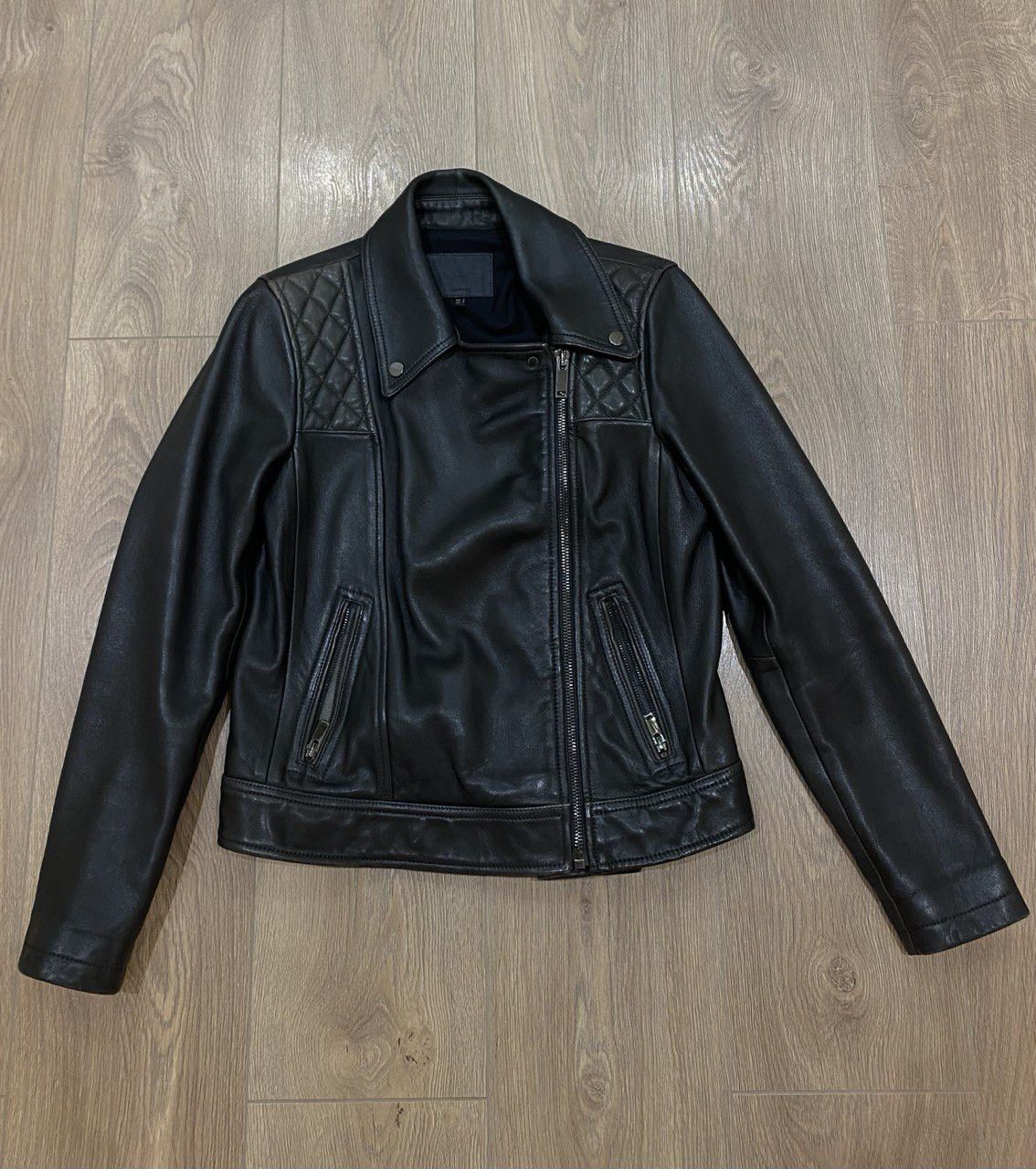 image of Massimo Dutti Leather Jacket Black S, Women's (Size Small)