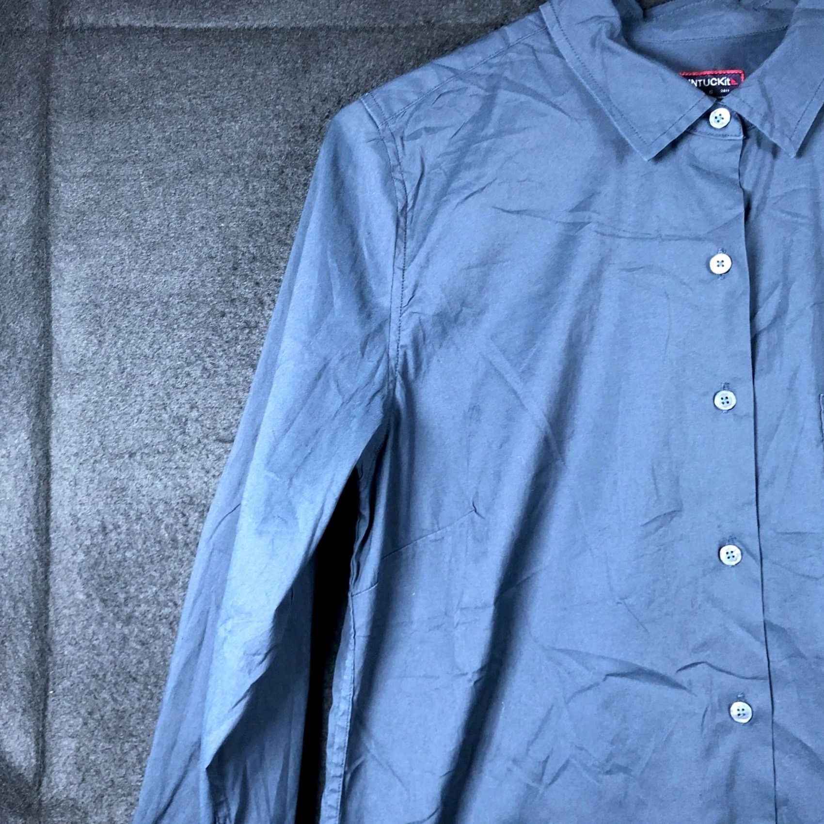 UNTUCKit UNTUCKit Womens Shirt Navy Blue Collared Long Sleeve Button-Down Stretch 6 Size M / US 6-8 / IT 42-44 - 4 Thumbnail