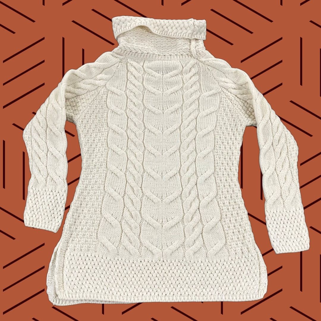 Vintage SHANNON Sweater Women Small Ivory White Merino Wool Heavyweight Knit Roll Neck Size S / US 4 / IT 40 - 1 Thumbnail