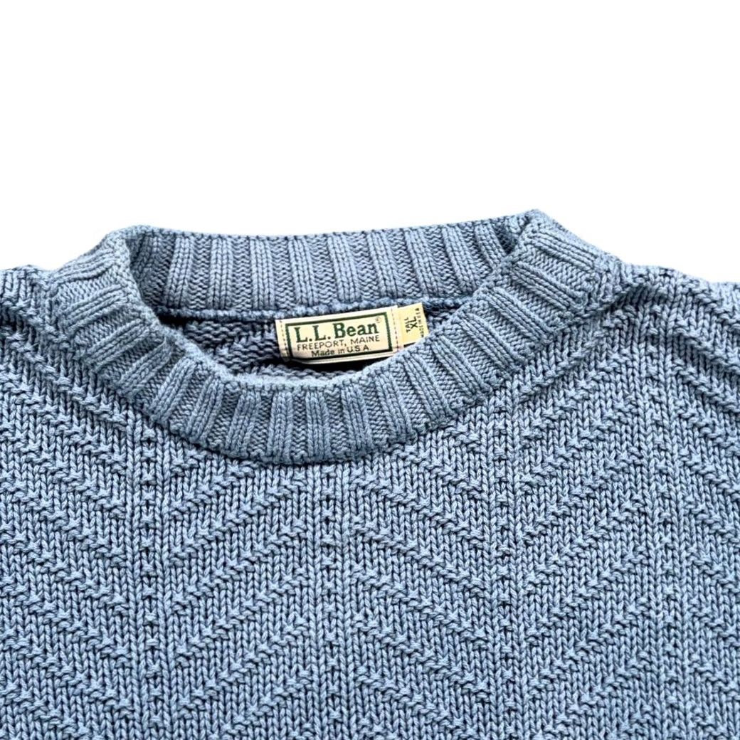 Vintage VINTAGE L.L.Bean Sweater Shirt Adult XLT Blue Herringbone Knit Fisherman US 90s Mens XLT Size US XL / EU 56 / 4 - 2 Thumbnail