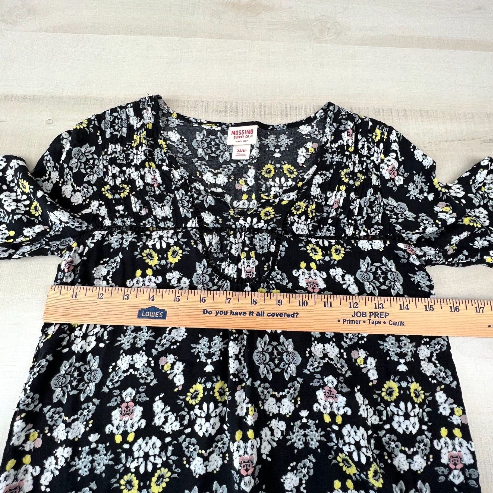 Mossimo Mossimo Women's XS Black Floral Peasant Blouse 3/4 Sleeves Top Size XS / US 0-2 / IT 36-38 - 7 Thumbnail