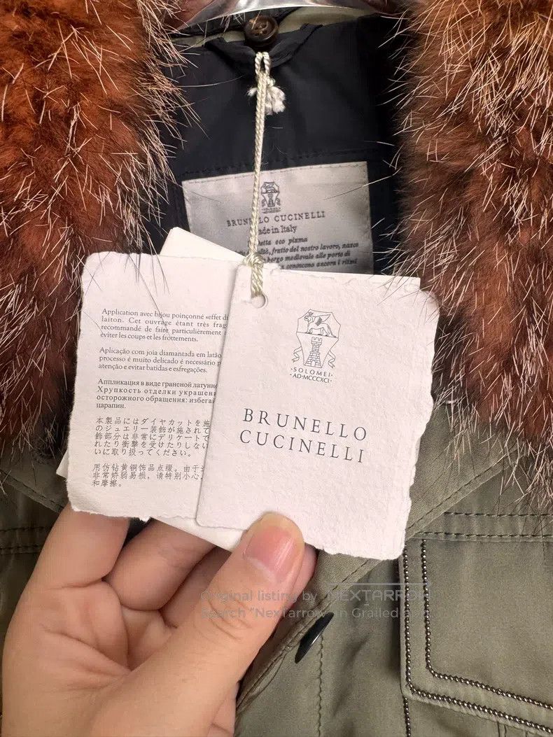 Brunello Cucinelli Brunello Cucinelli Military Green Fur Collar Jacket Size US XS / EU 42 / 0 - 4 Thumbnail