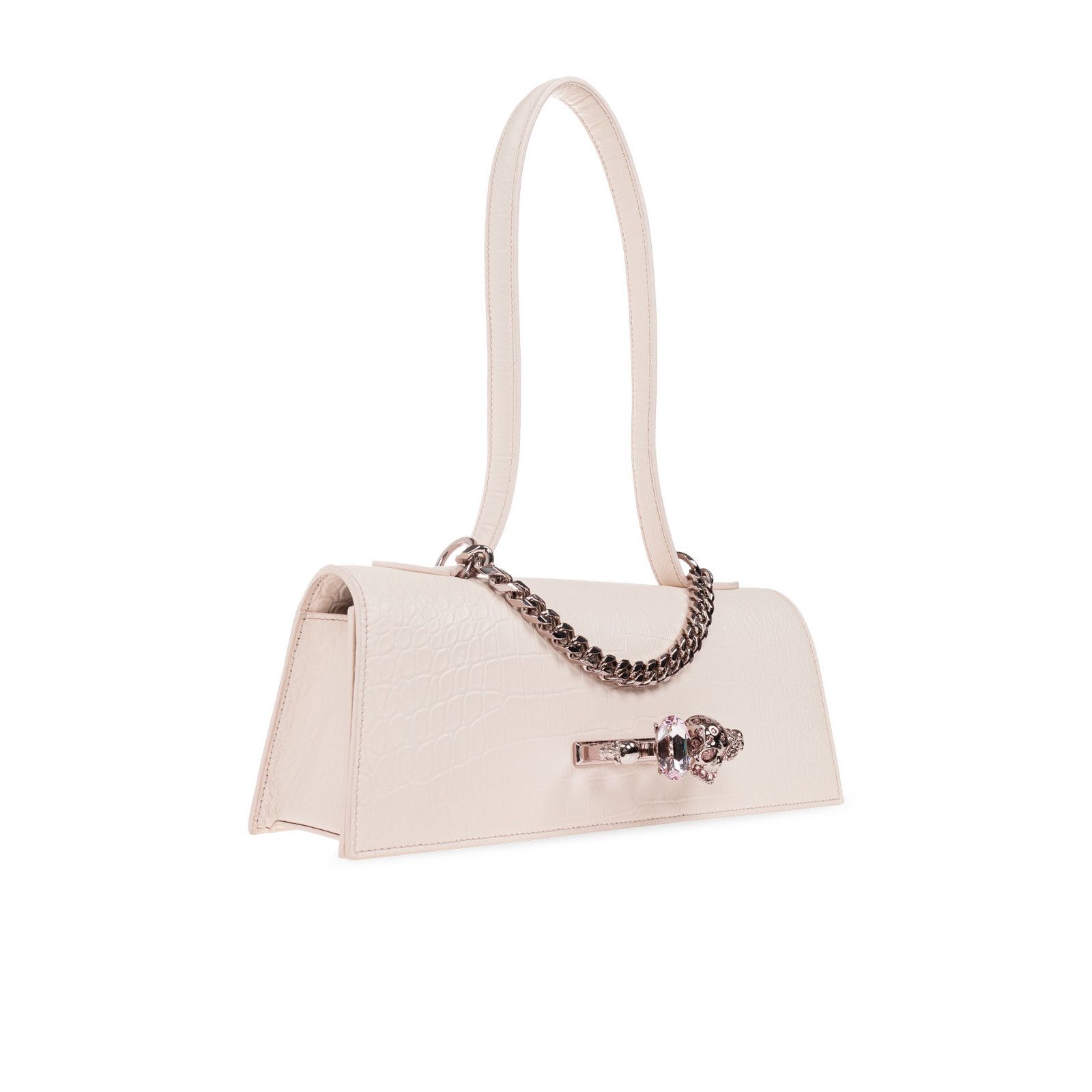 Alexander McQueen ALEXANDER MCQUEEN $2950 Jewelled Shell Pink Embossed Leather Size ONE SIZE - 3 Thumbnail