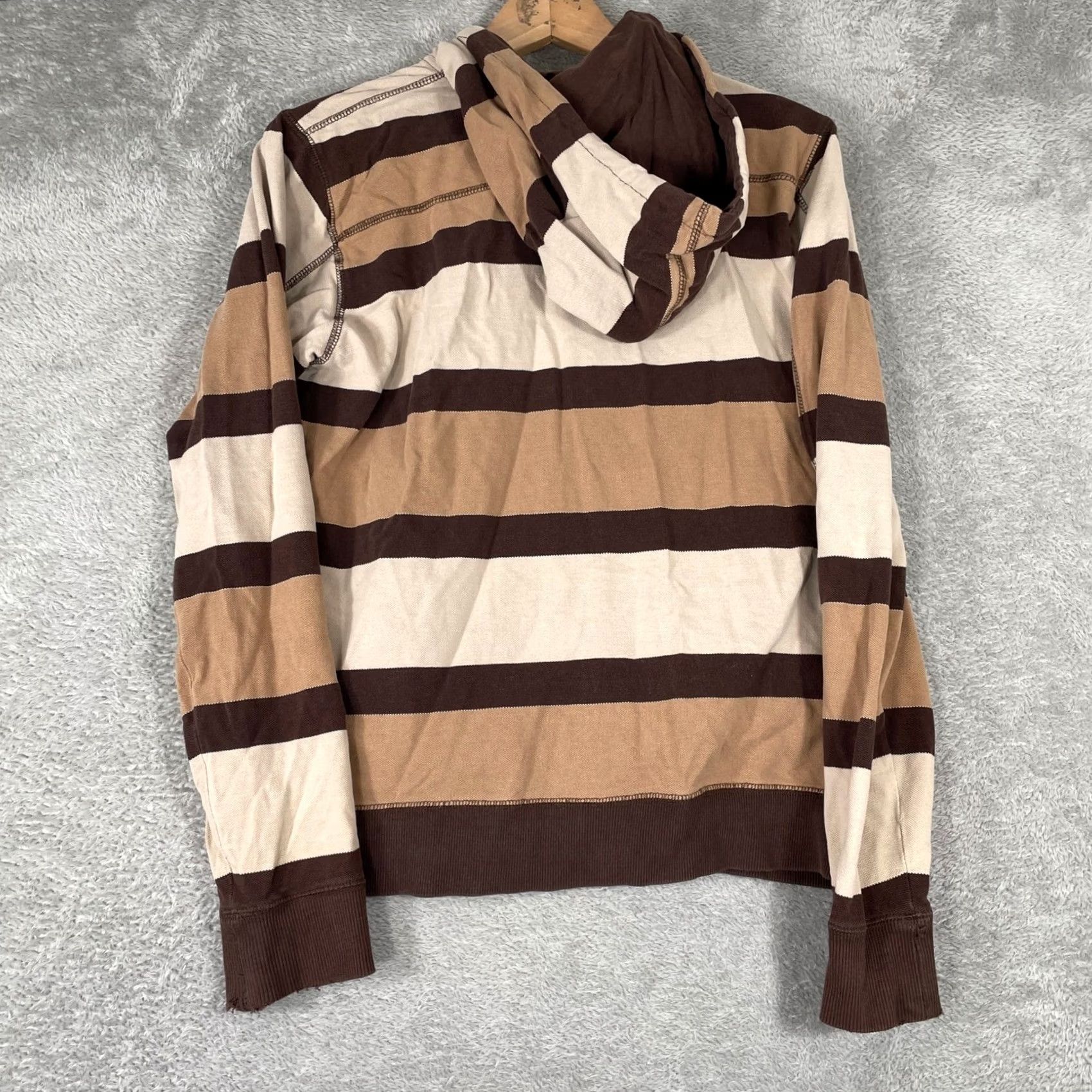 Vintage VINTAGE Top Heavy Y2K Hoodie Womens Medium Brown Striped Skater Grunge Full Zip Size M / US 6-8 / IT 42-44 - 6 Thumbnail