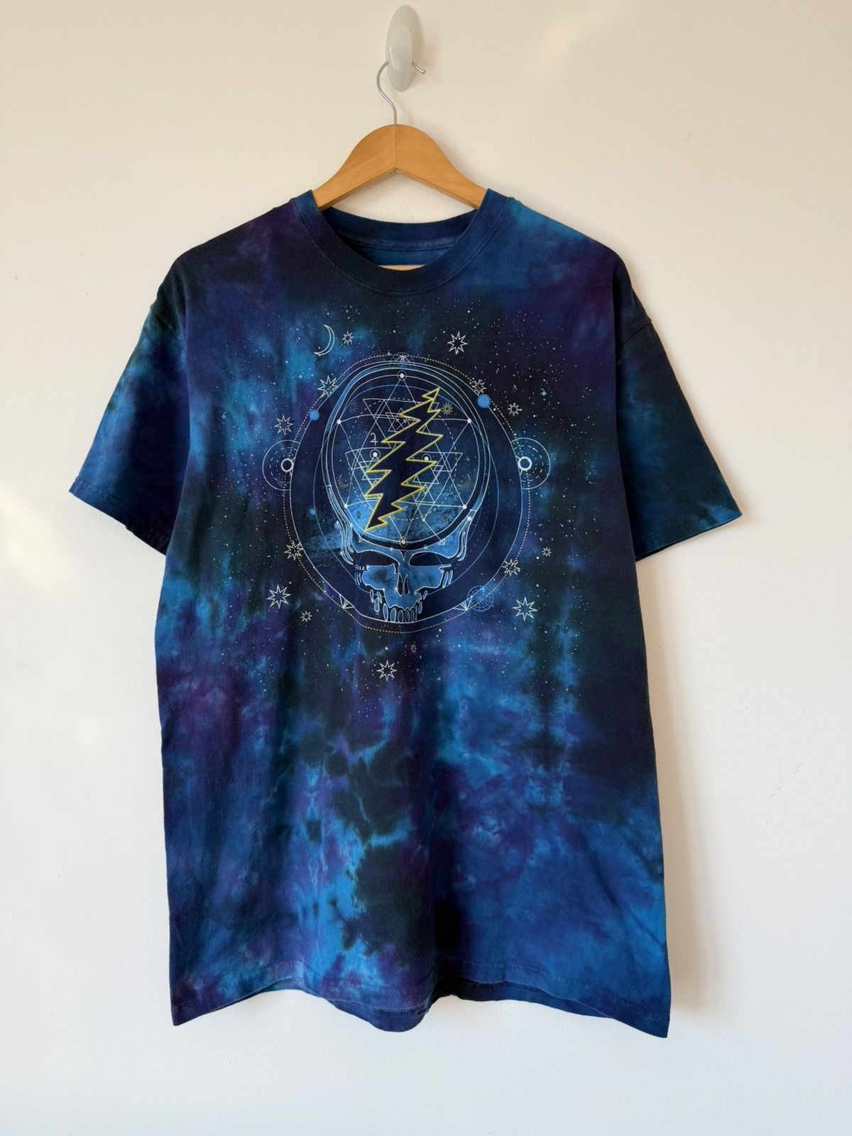 Liquid Blue Grateful Dead Cosmic Tie Dye Skull Tee Large L