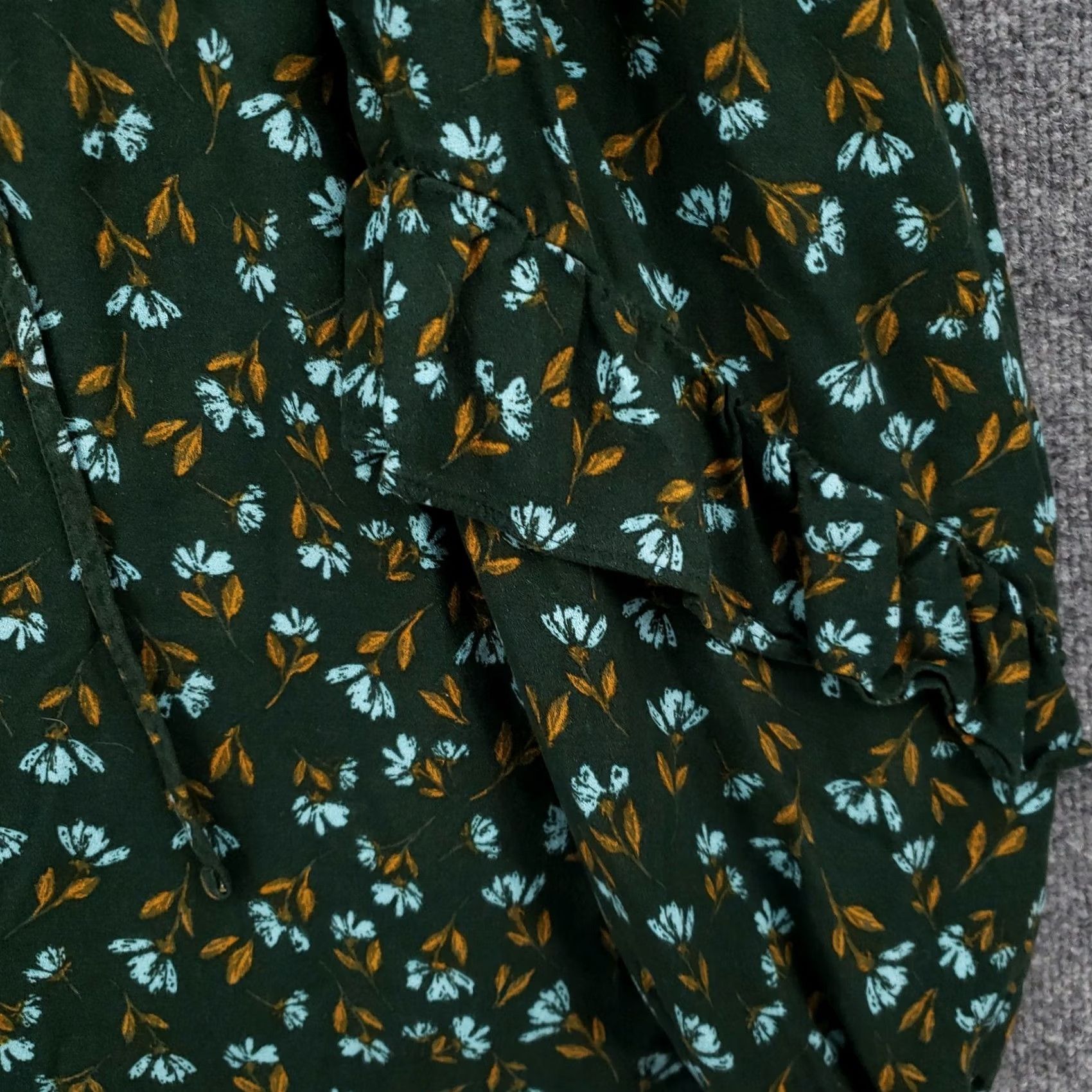 Vintage Sonoma Blouse Womens 3X Plus Green Floral Ruffle Long Sleeve Boho Peasant Top Size XXL / US 16-18 / IT 52-54 - 3 Thumbnail