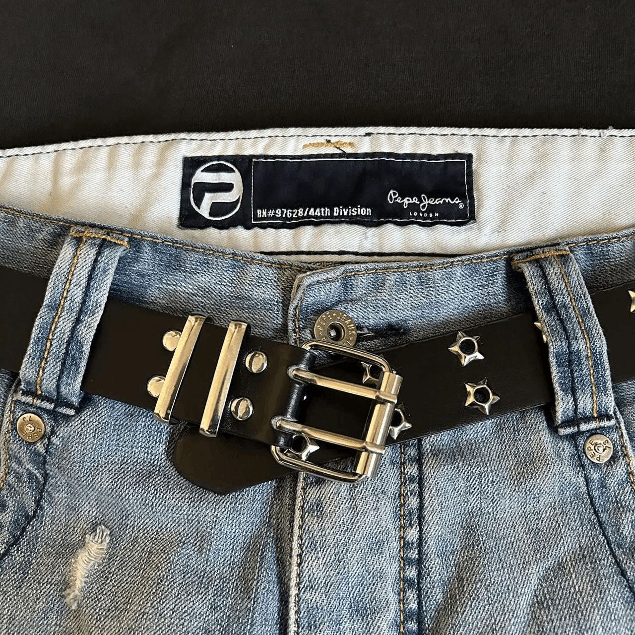 Japanese Brand Y2K 2000s Black Bullet Holes Studded Western Skater Belt Size ONE SIZE - 2 Thumbnail