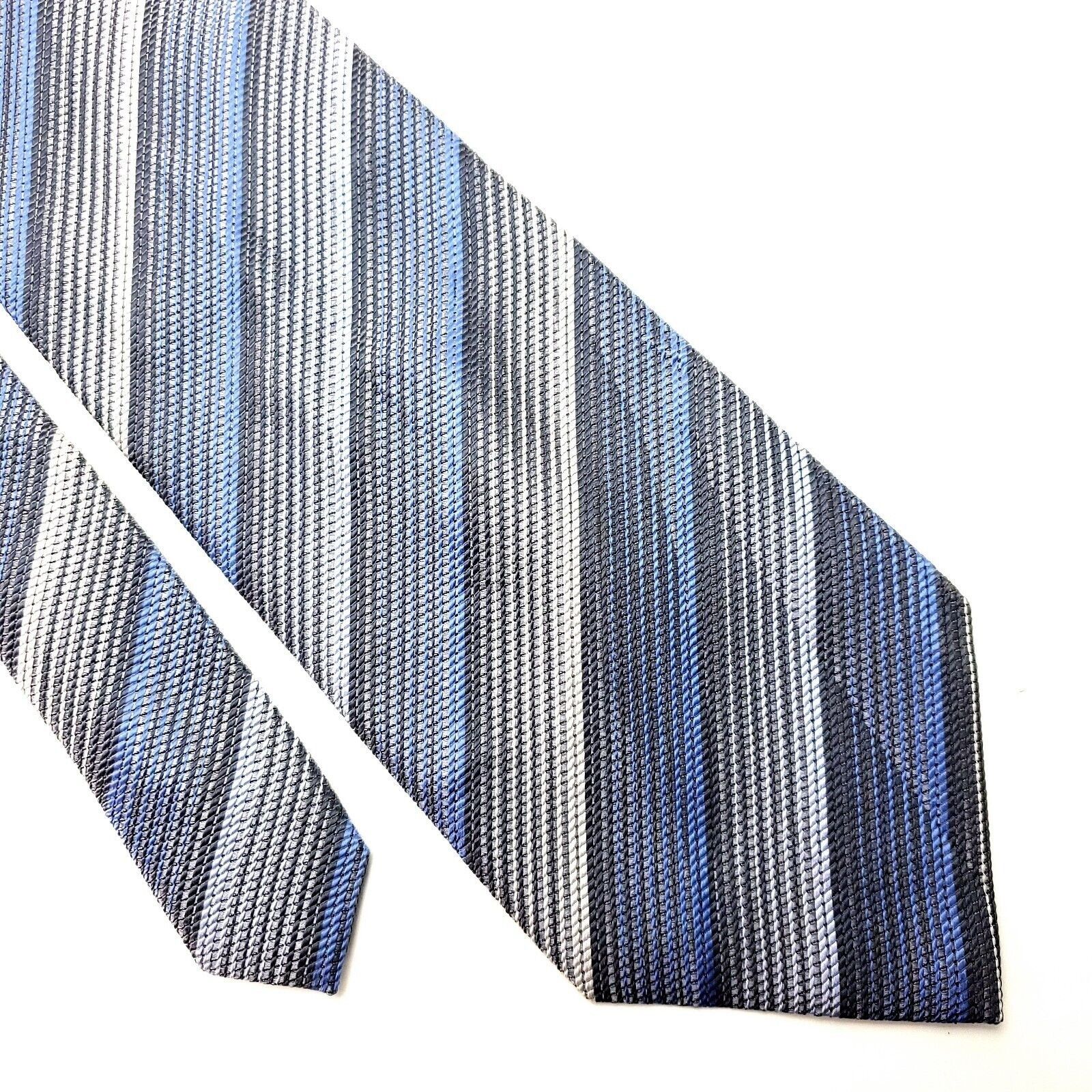 Stafford Stafford Silk Tie Woven Blue Gray Striped Wide Size ONE SIZE - 1 Thumbnail