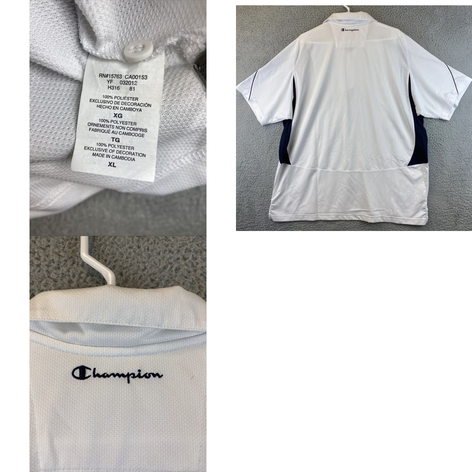 Champion White Collared Champion Du-Dry Polo Golf Shirt Men’s Size XL 87-36 Size US XL / EU 56 / 4 - 8 Thumbnail