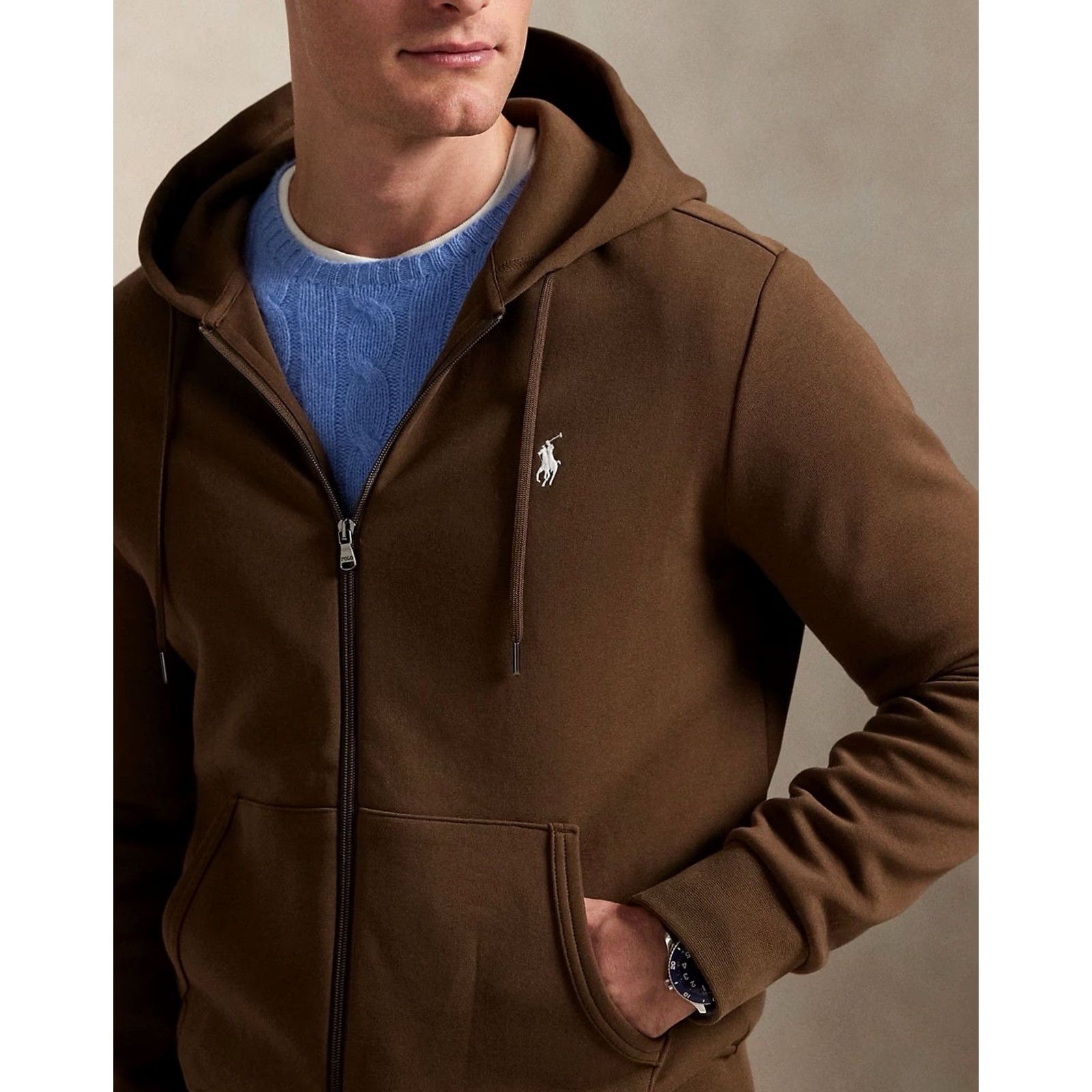 Polo Ralph Lauren VINTAGE? No, NWT Polo Ralph Lauren Full Zip Hoodie Brown M Men Shirt? Size US M / EU 48-50 / 2 - 4 Thumbnail