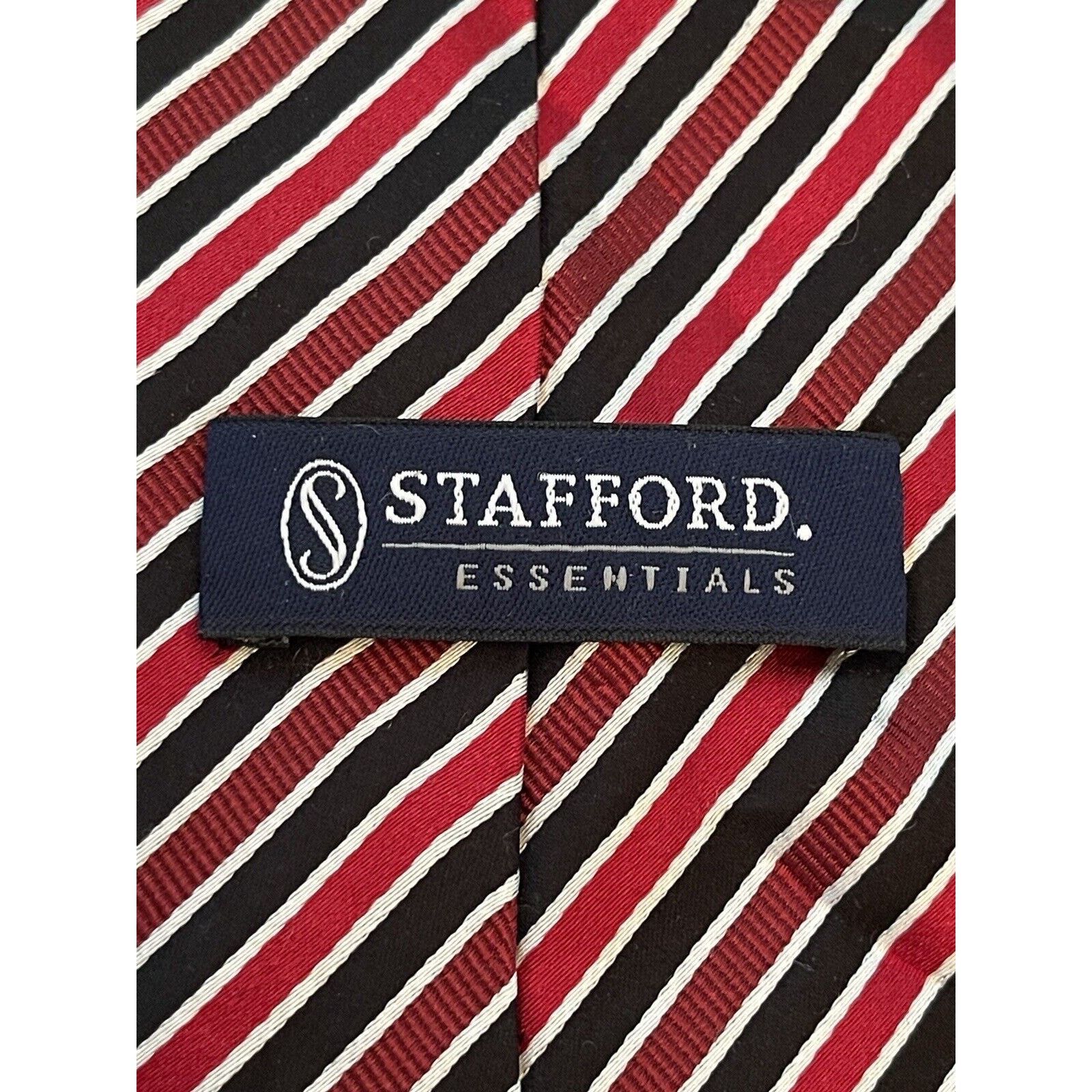 Stafford Stafford Essentials Red Black Repp Hand Made Silk Size ONE SIZE - 8 Thumbnail