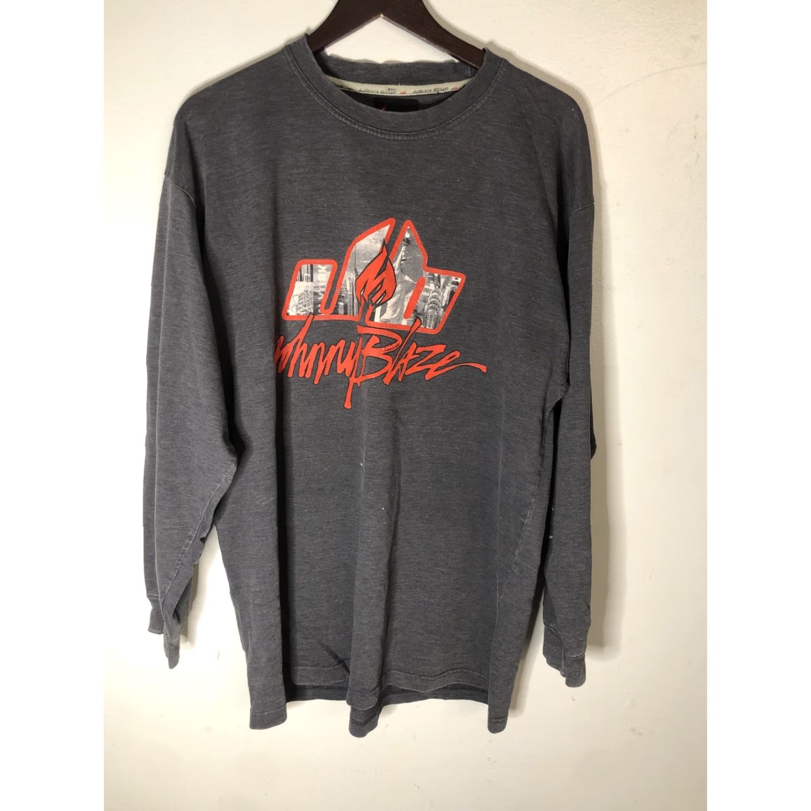 Vintage VINTAGE Johnny Blaze Long Sleeve Shirt XL 90s Hip Hop Wutang Rare Gray Mens Shirts Size US XL / EU 56 / 4 - 4 Thumbnail