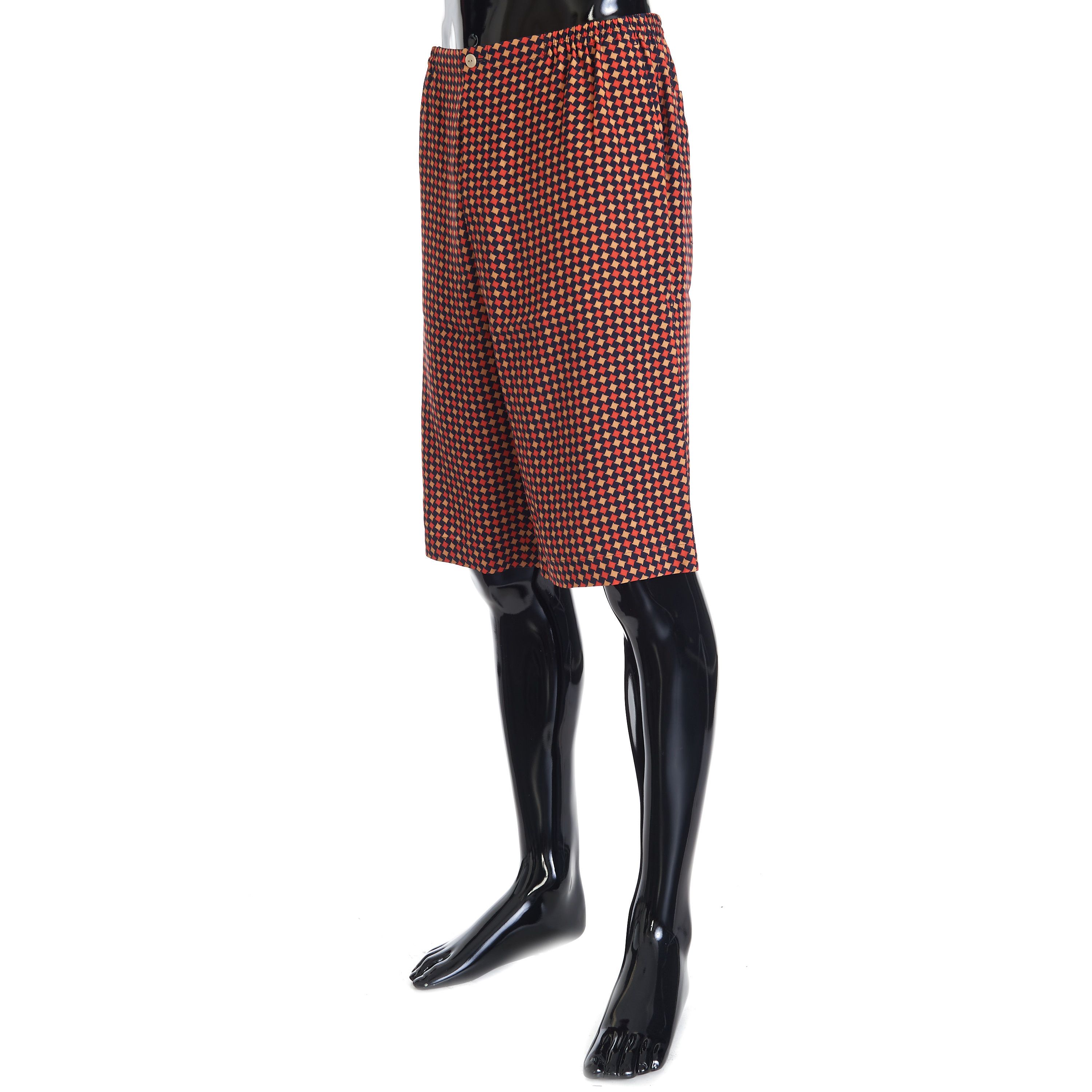 Gucci Geometric Houndstooth Print Shorts In Blue & Red Viscose Size US 32 / EU 48 - 2 Thumbnail