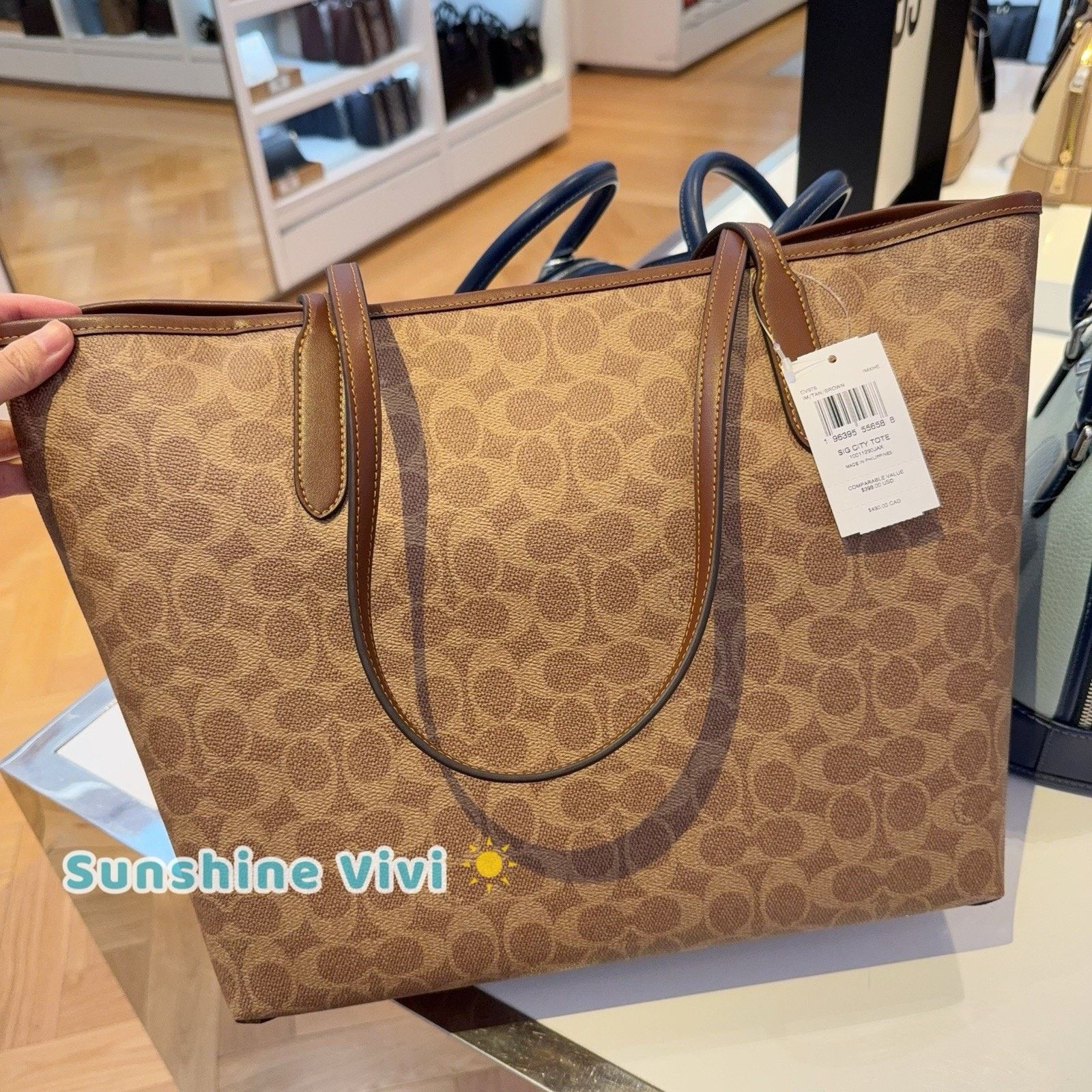 Coach NWT COACH City Tote In Signature Canvas Gold/Tan/Brown CV976 Size ONE SIZE - 3 Thumbnail