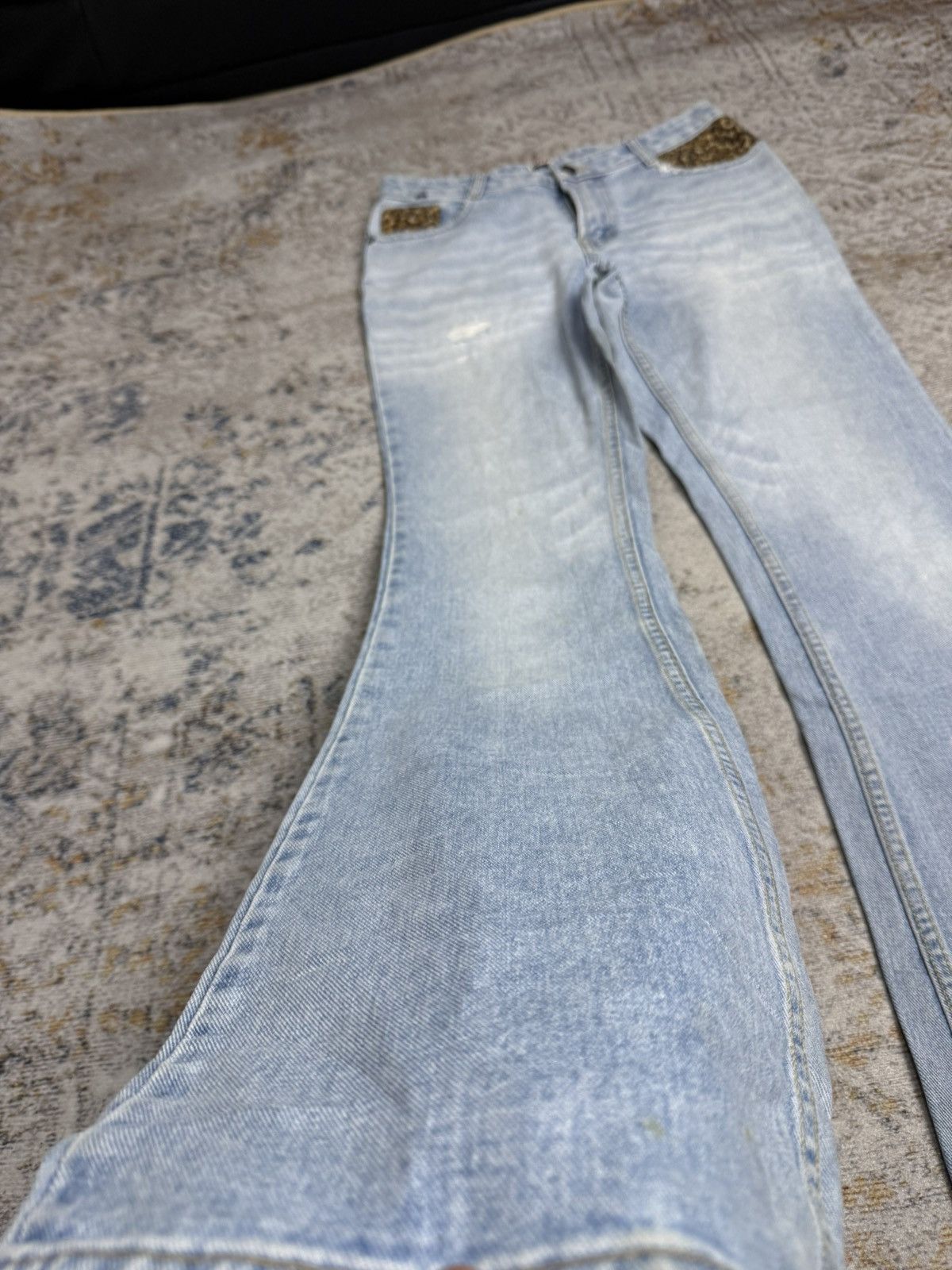 Tornado Mart Jassie y2k style leopard petern pocket denim pants Size US 29 - 4 Thumbnail