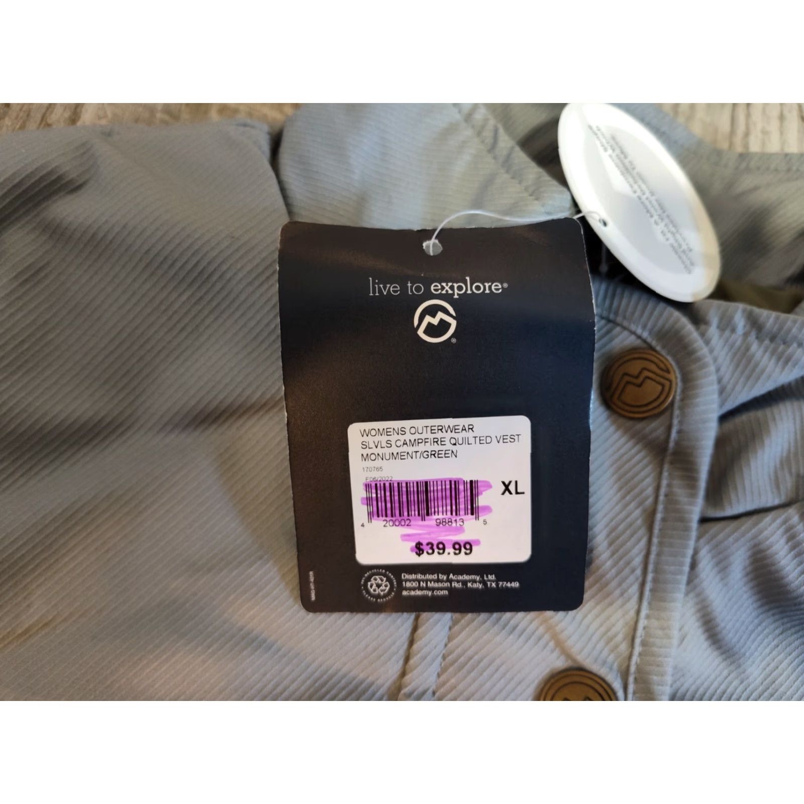 Vintage Magellan Outdoors Women’s XL Campfire Quilted Vest Olive Green Button Zip NWT Size XL / US 12-14 / IT 48-50 - 6 Thumbnail