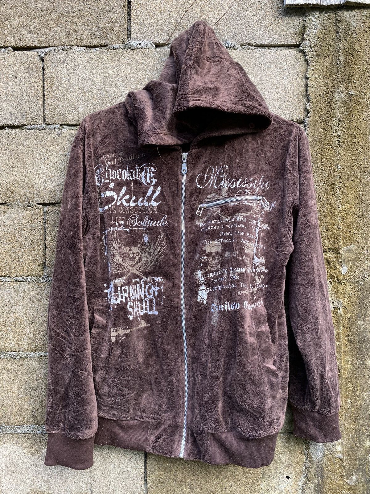 image of If Six Was Nine x Le Grande Bleu L G B Vintage Beaumere Poem Fur Velvet Hoodie Lgb Styled in Brown 