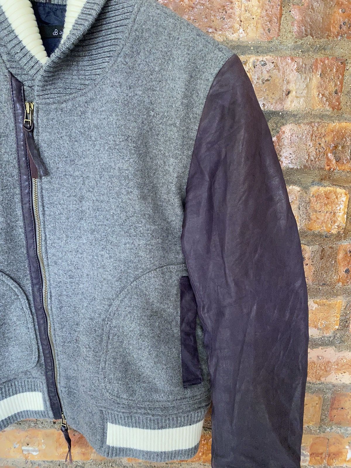Johnbull Leather purple sleeve zipper varsity jacket Size US M / EU 48-50 / 2 - 5 Thumbnail