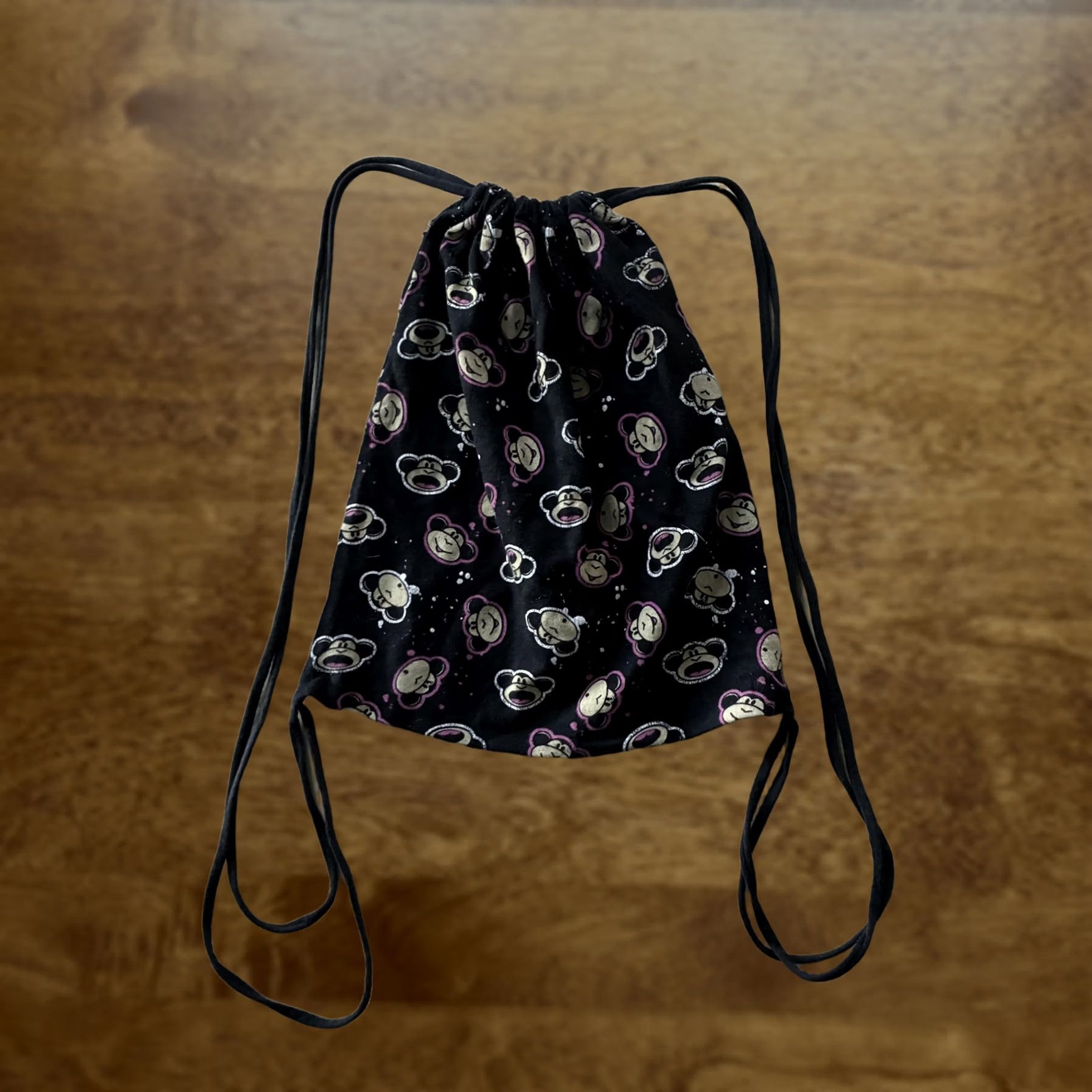 Vintage Bobby Jack Backpack Black 13" Girls Cotton Character Cartoon Drawstring Bag Size ONE SIZE - 1 Thumbnail