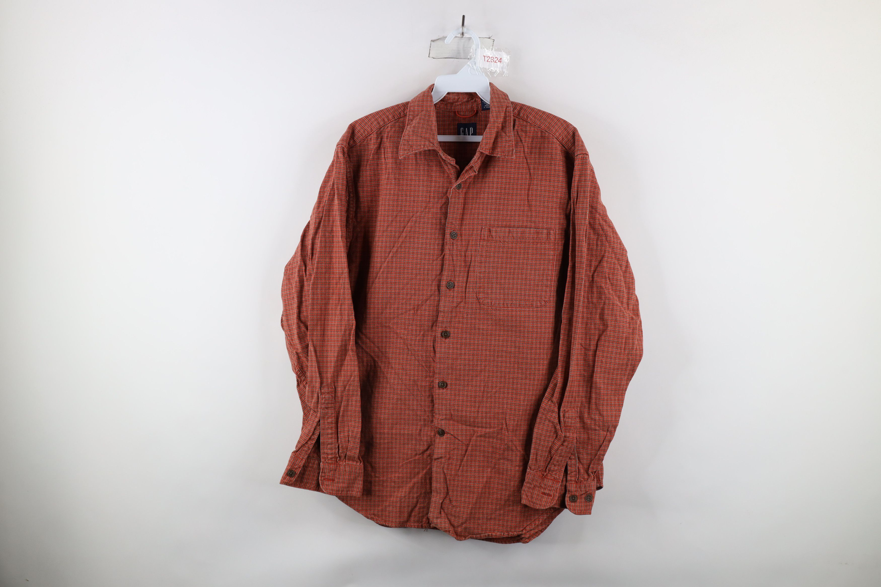 Gap × Vintage Vintage 90s Gap Heavyweight Collared Button Shirt Orange Size US M / EU 48-50 / 2 - 1 Thumbnail