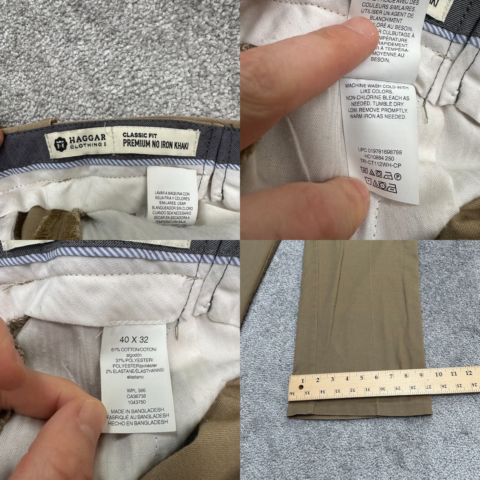 Eddie Bauer VINTAGE Haggar Classic Fit Chino Pants Mens 40x32 Brown Straight Leg Cotton Casual 90s Mens Size US 40 / EU 56 - 8 Thumbnail