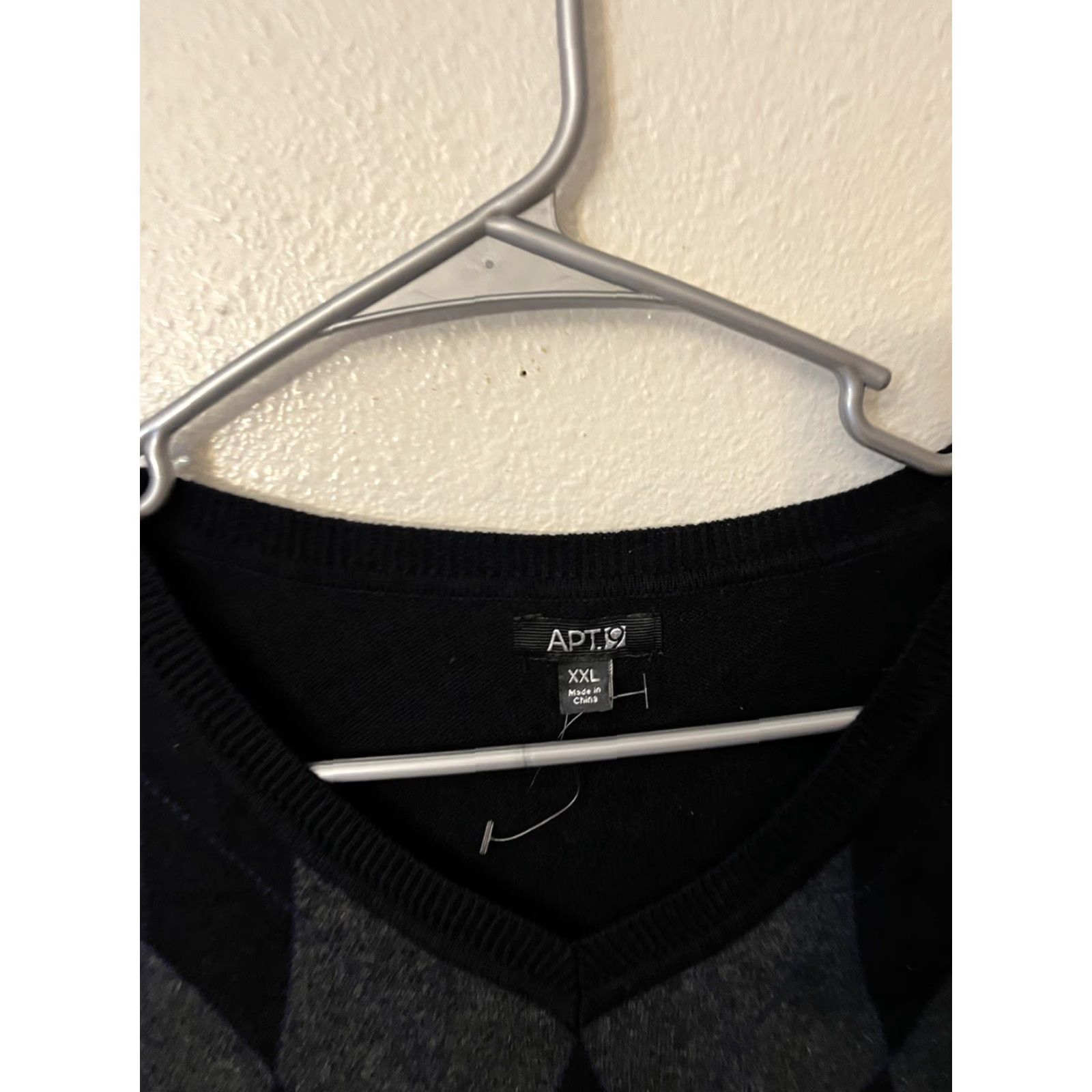 Apt. 9 APT. 9 Mens XXL Argyle Sweater Vest Black/Gray V Neck Cotton Vest Size US XXL / EU 58 / 5 - 3 Thumbnail