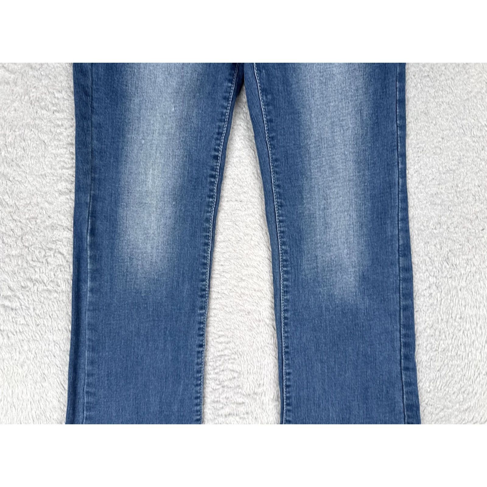 Shein SheIn Jeans Womens 2 Blue Med Wash Mid Rise Bootcut Embroidered Cotton 24x28 Jeans Women Blue Medium Embroidered 90s Bohemian Mens Womens Size 26" / US 2 / IT 38 - 3 Thumbnail