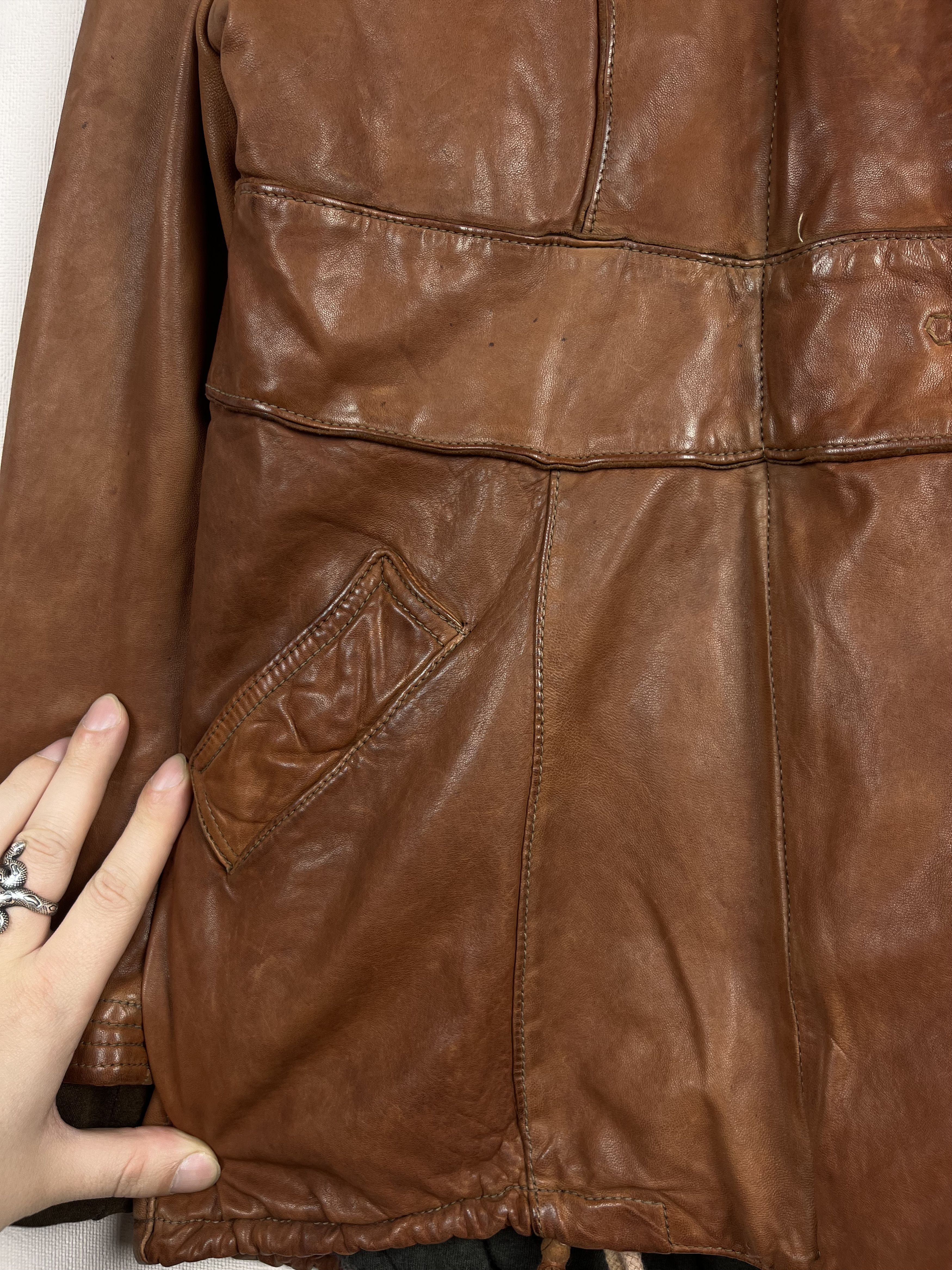 Giorgio Brato Giorgio Brato Hooded Zip Leather Brown Jacket Vera Pelle Size M / US 6-8 / IT 42-44 - 6 Thumbnail
