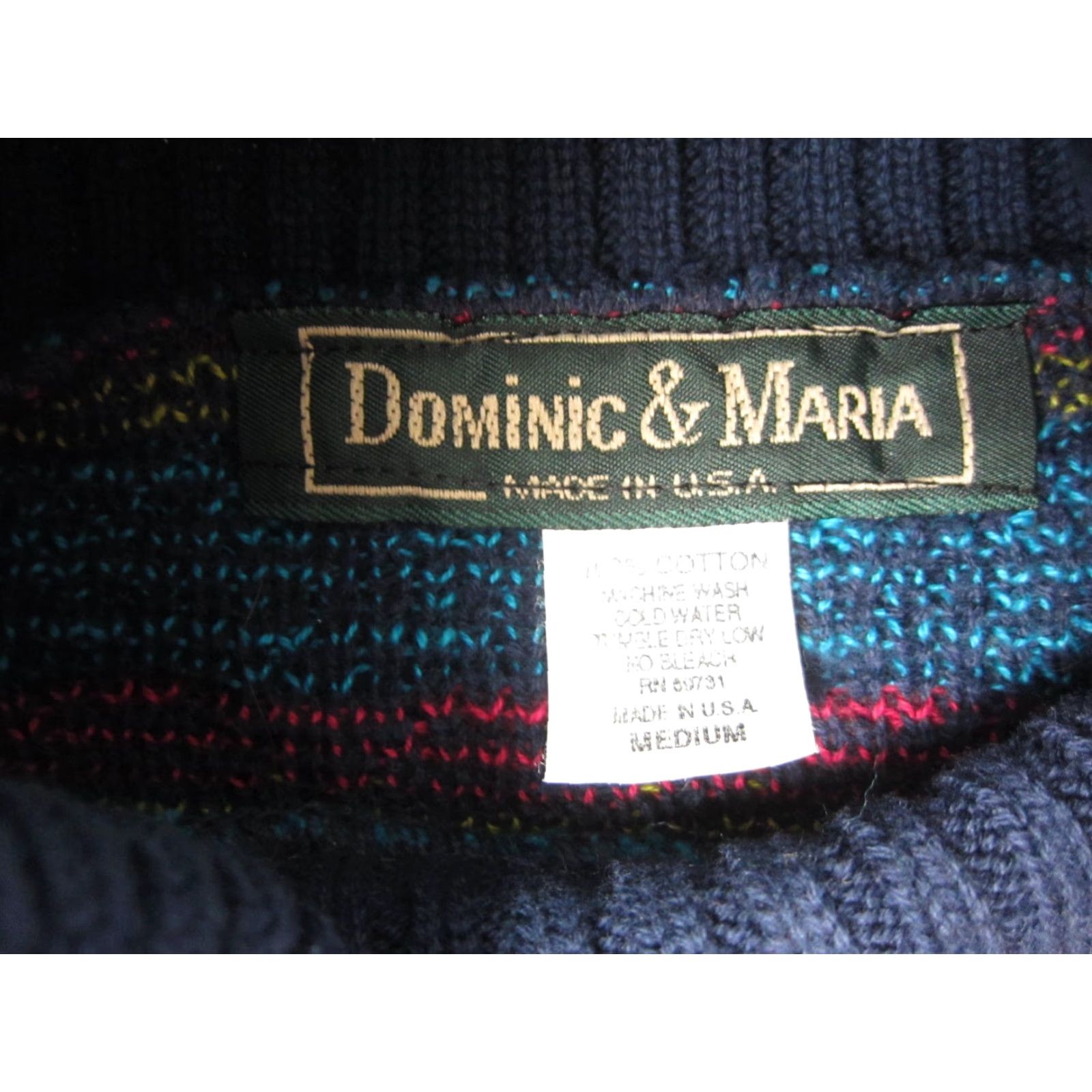 Vintage Dominic & Maria Sweater Womens M Blue Fair Isle Turtleneck Pullover Vintage 90s Casual Knit Cotton USA Womens Size M / US 6-8 / IT 42-44 - 4 Thumbnail