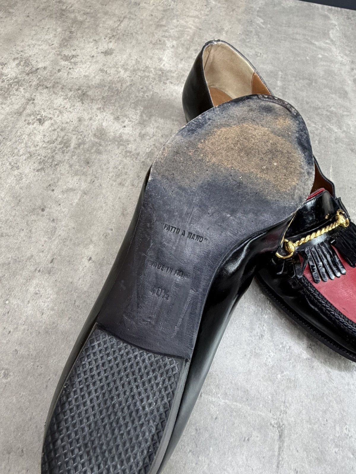 Celine Vintage Celine Leather Loafers Black Red Size 40 1/2 Size US 10.5 / IT 40.5 - 20 Thumbnail
