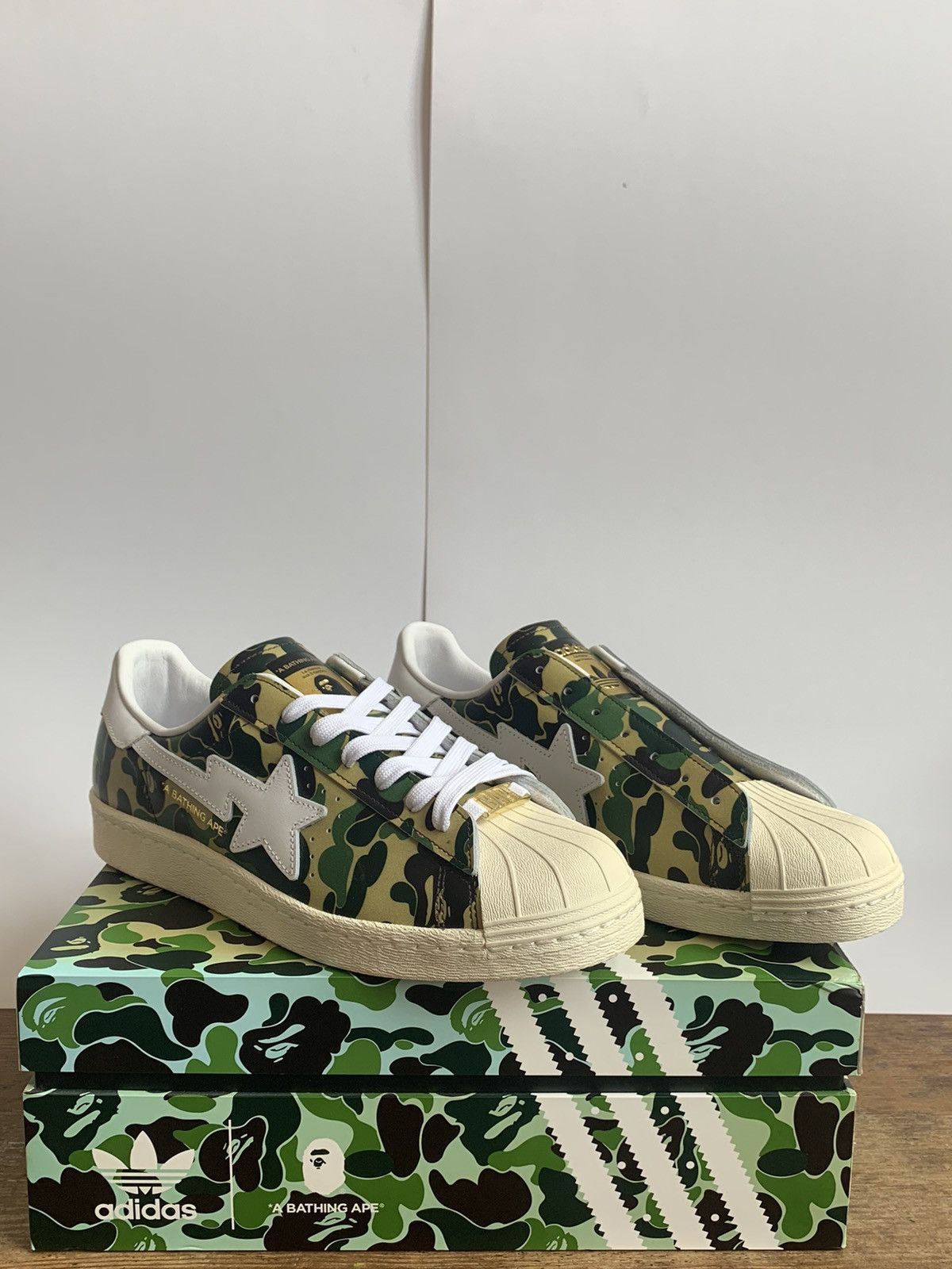 image of Adidas Bapesta Superstars Deadstock. 42Eu Shoes in Camo, Men's (Size 8.5)