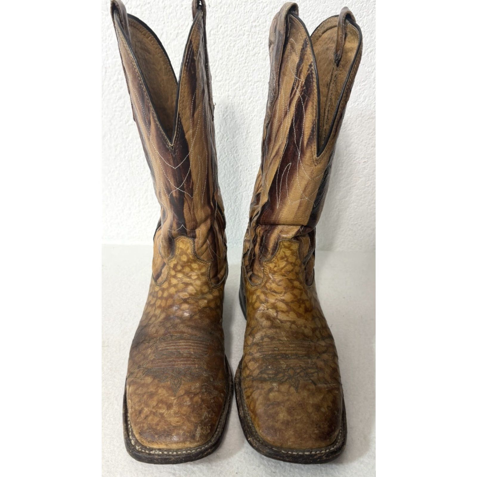 Tony Lama VTG Tony Lama Brown Western Cowboy Boots Men’s 8.5 D Brown Leather Exotic Print Boots Size US 9 / EU 42 - 3 Thumbnail