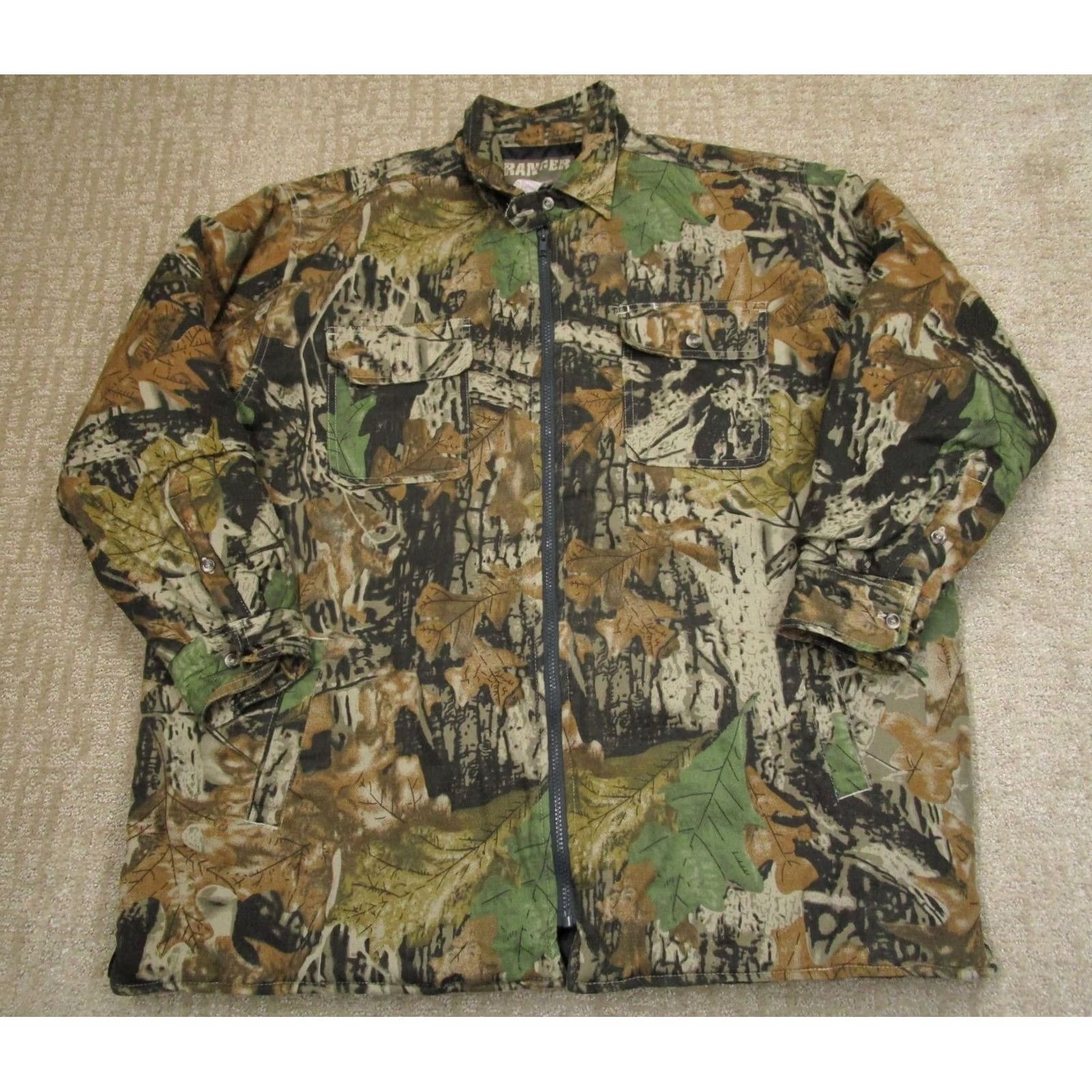 Vintage Ranger Jacket Camouflage Bomber Jacket Men XL Brown Camo Insulated Full Zip Outdoor Coat Size US XL / EU 56 / 4 - 2 Thumbnail