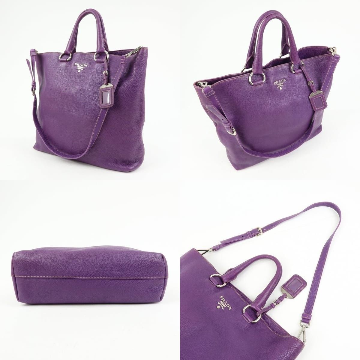 Prada Prada Vitello Daino Tote Purple Size ONE SIZE - 3 Thumbnail
