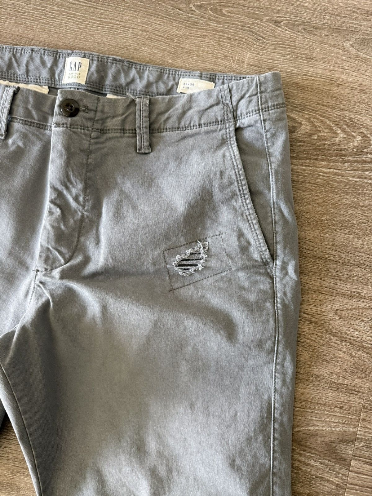 Gap Gap vintage chino grey pants distress Size US 34 / EU 50 - 5 Thumbnail
