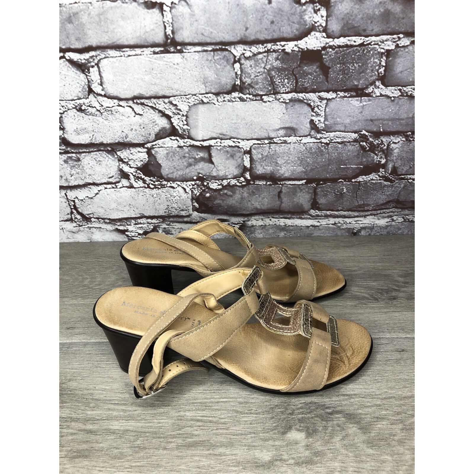 Other Mercante Di Fiori Tan Leather Ankle Strap Heel Sandals Women Size US 7.5 / IT 37.5 - 14 Thumbnail