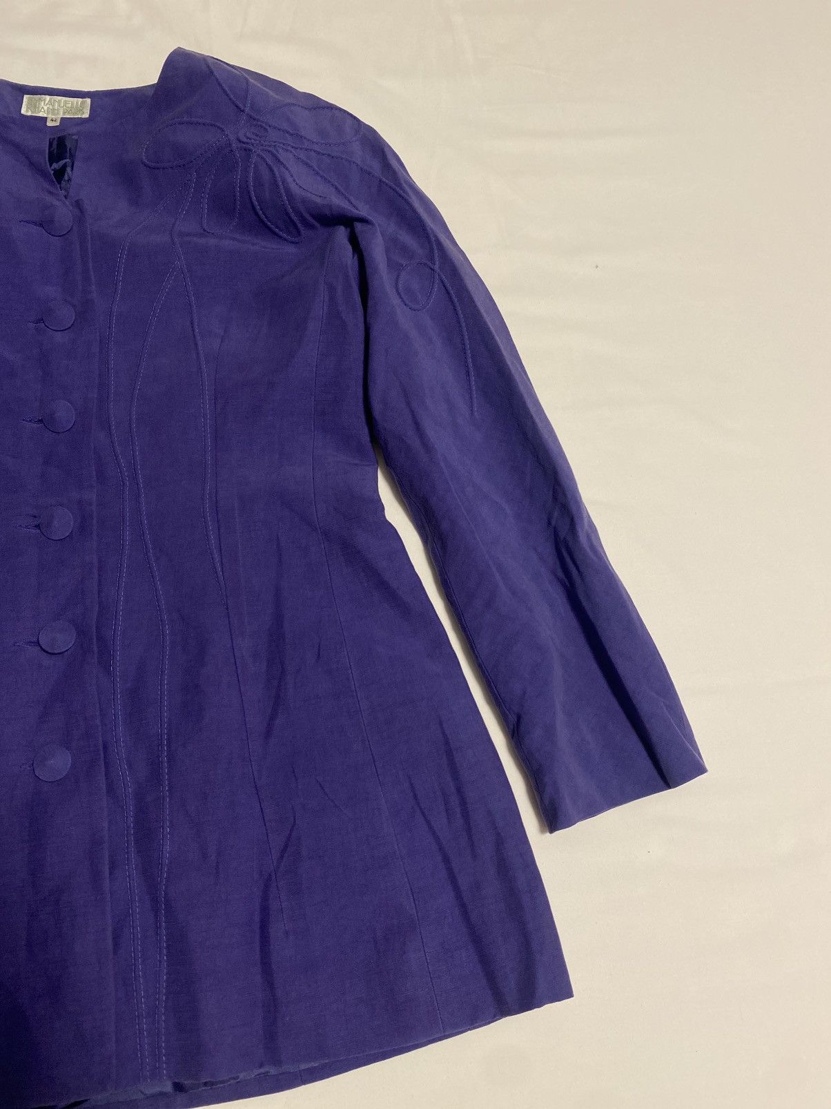 Designer × Emmanuelle Khanh × Vintage Emmanuelle Khanh Paris vintage silk linen jacket blazer Size M / US 6-8 / IT 42-44 - 3 Thumbnail